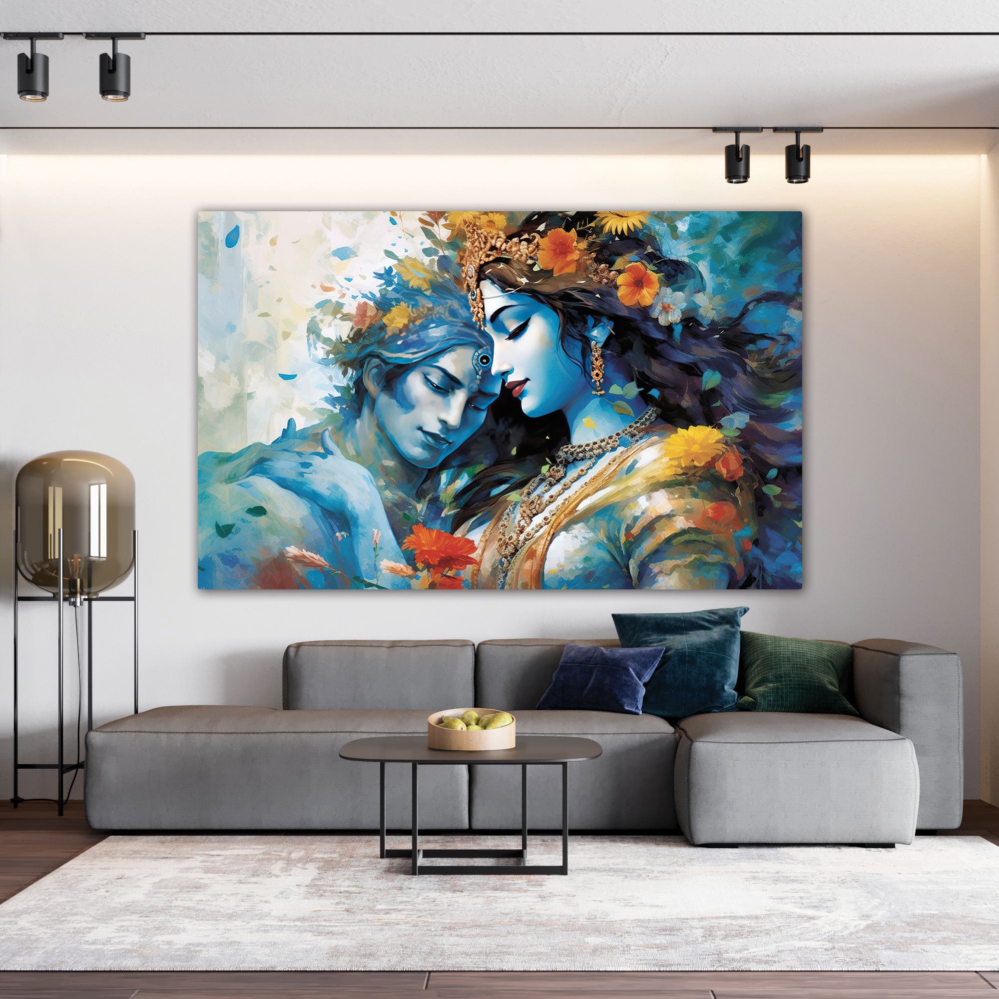 Radha krishan Canvas painting with frame Big Size Wall Art for living room,Bedroom,Drawing room,Hotels