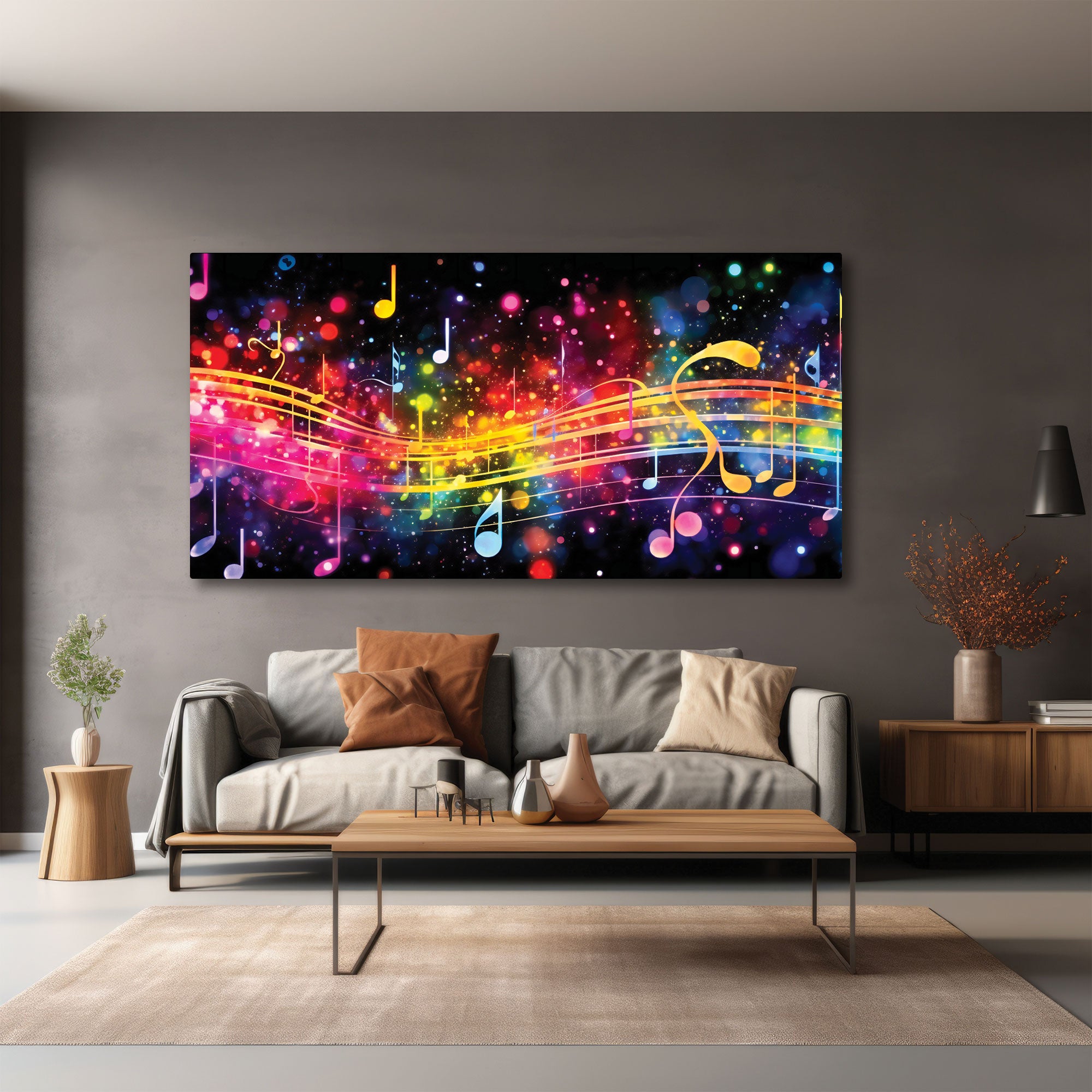 Colourful music notesAbstract Canvas painting with frame Big Size Wall Art for living room,Bedroom,Drawing room,Hotels