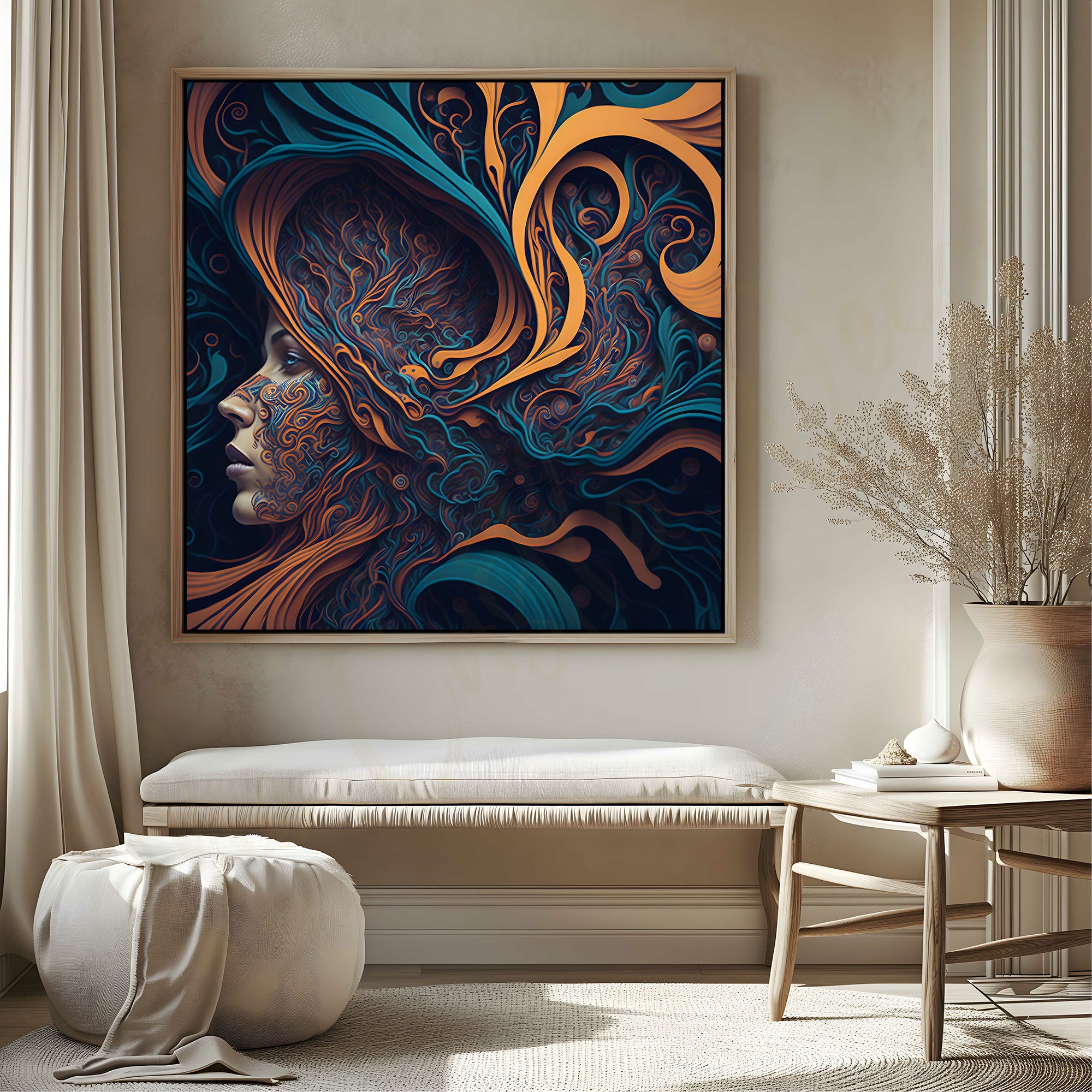 Abstract face painting with frame Big Size Wall Art for living room,Bedroom,Drawing room,Hotels