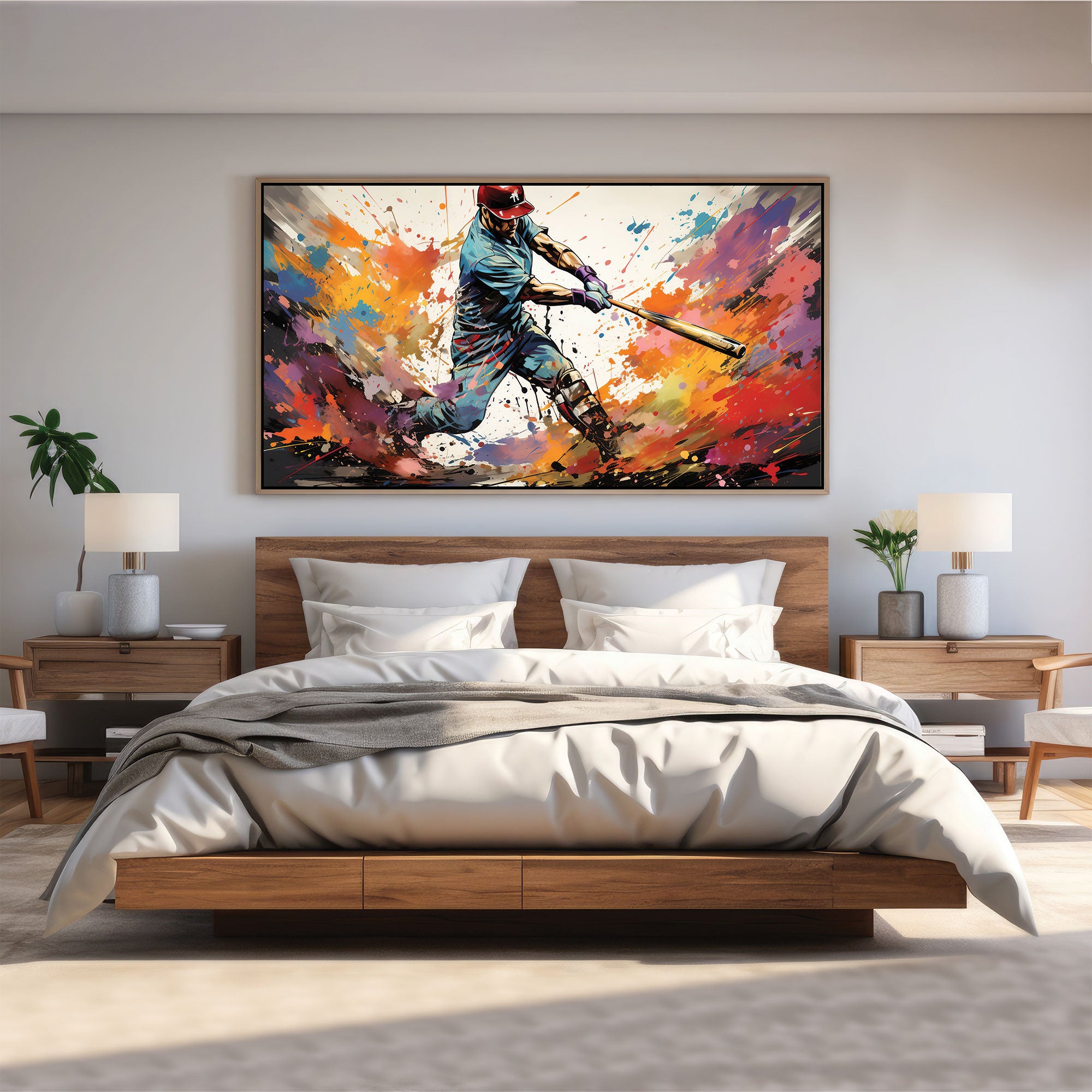 Baseball Canvas painting with frame Big Size Wall Art for living room,Bedroom,Drawing room,Hotels