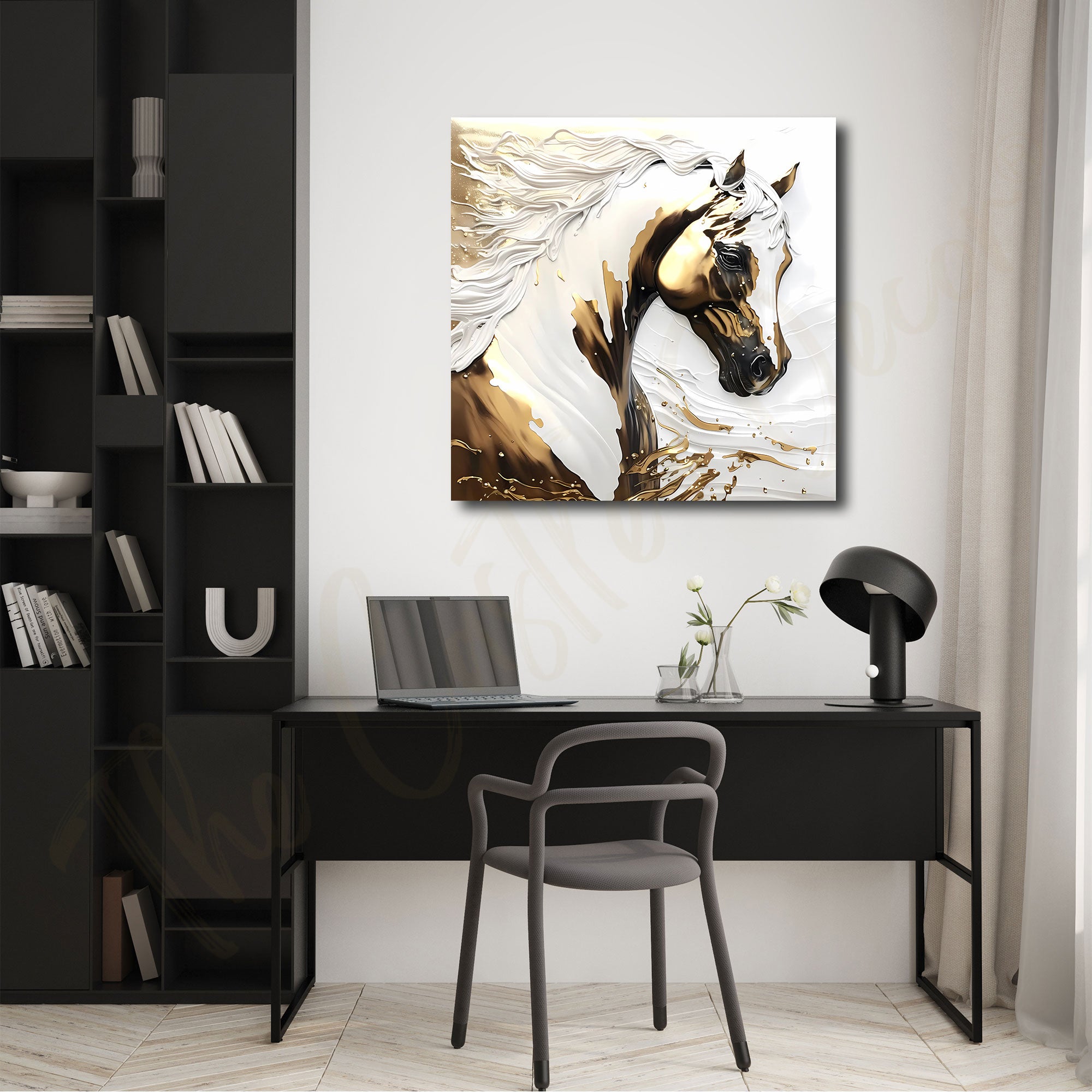 Horse vastu painting with frame Big Size Wall Art for living room,Bedroom,Drawing room,Hotels