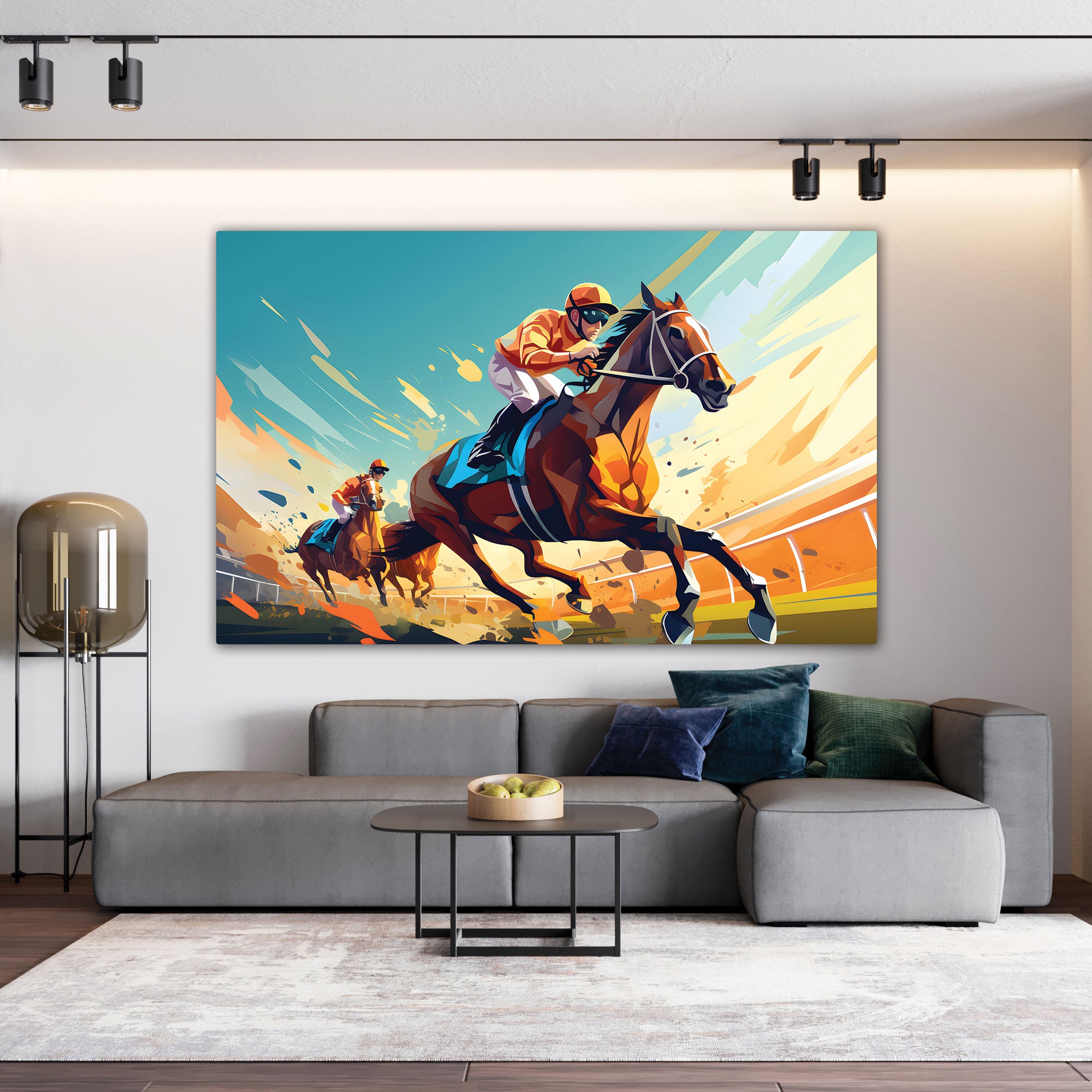 Horse racing Abstract Canvas painting with frame Big Size Wall Art for living room,Bedroom,Drawing room,Hotels