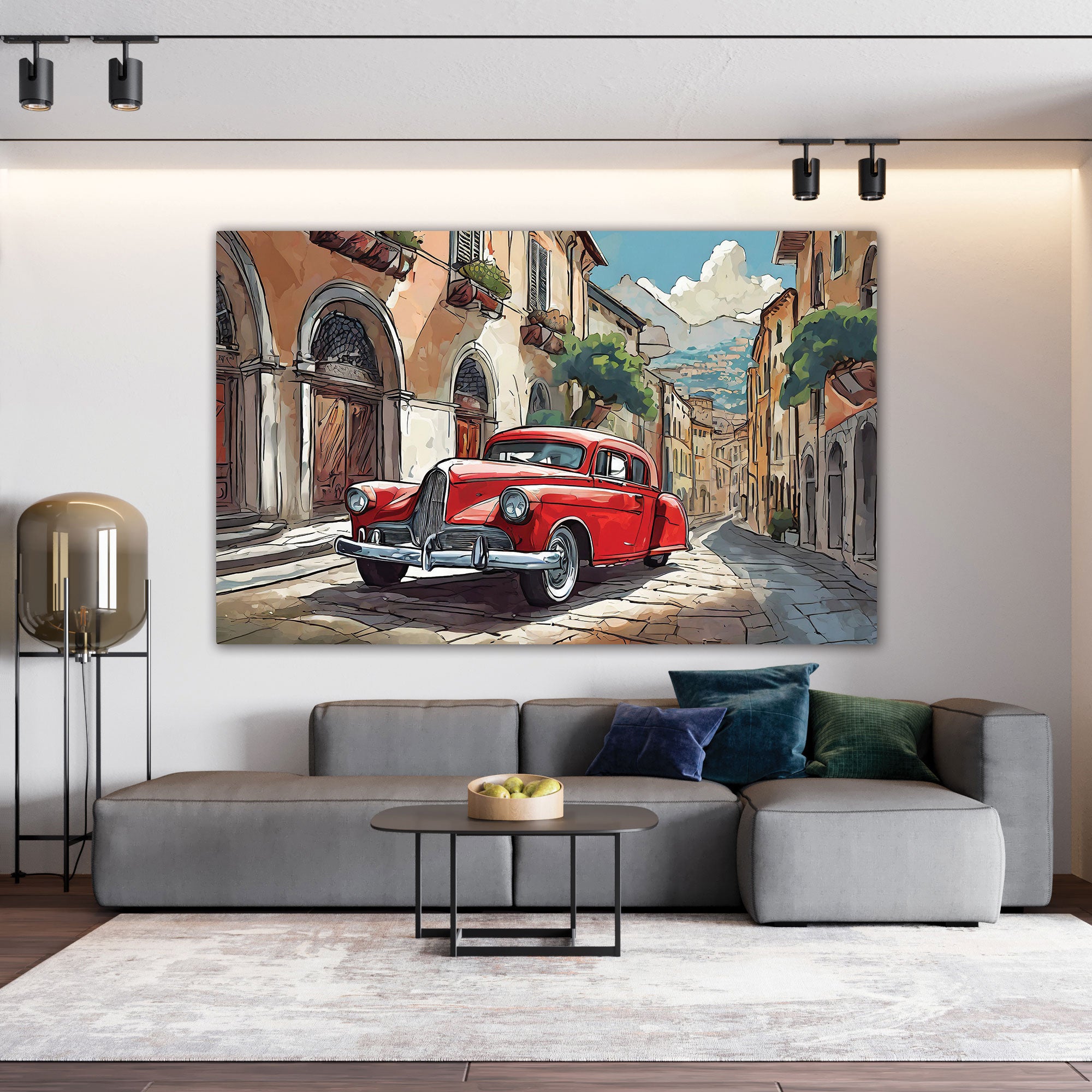 Vintage carAbstract Canvas painting with frame Big Size Wall Art for living room,Bedroom,Drawing room,Hotels