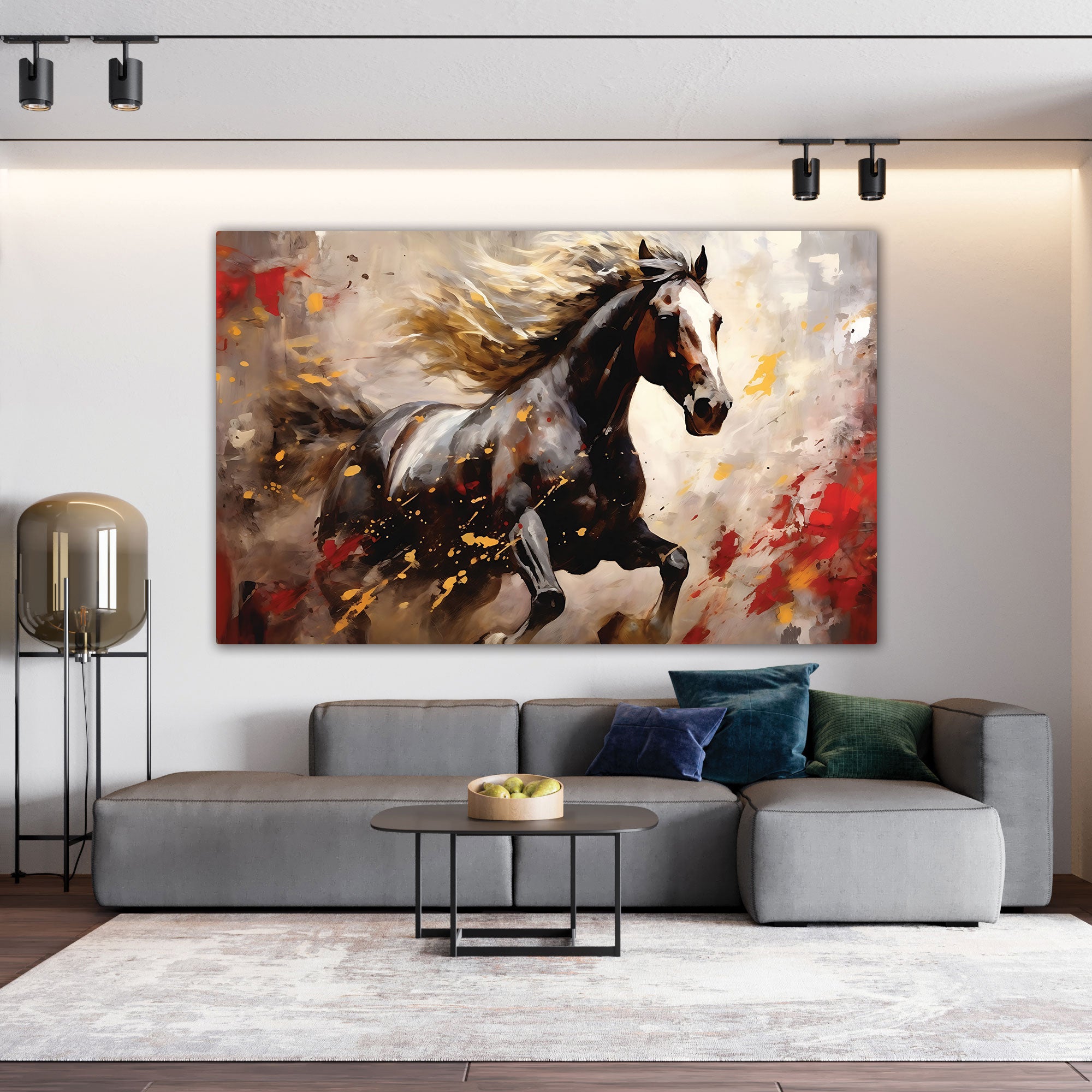 Modern horse Canvas painting with frame Big Size Wall Art for living room,Bedroom,Drawing room,Hotels