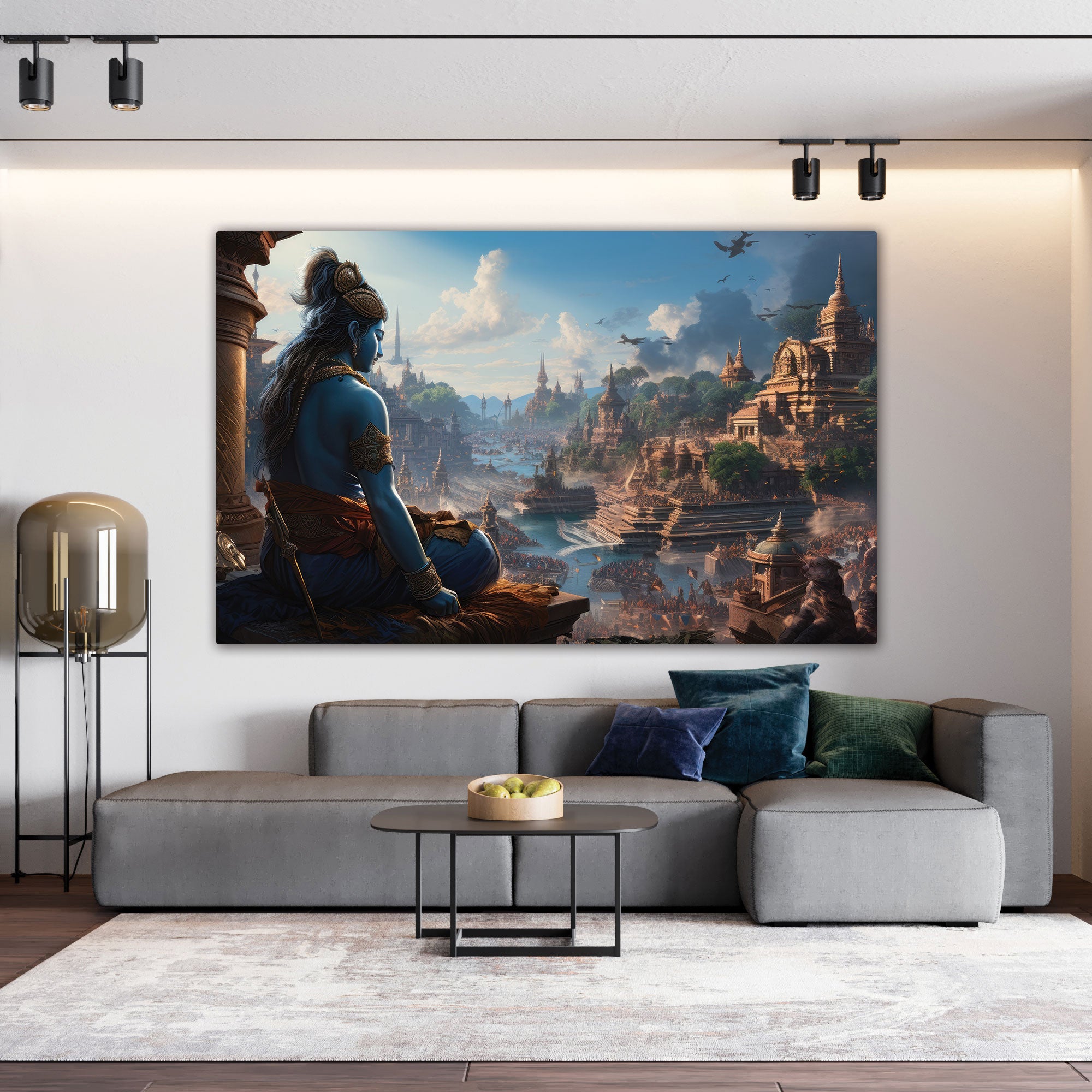 Lord rama Canvas painting with frame Big Size Wall Art for living room,Bedroom,Drawing room,Hotels