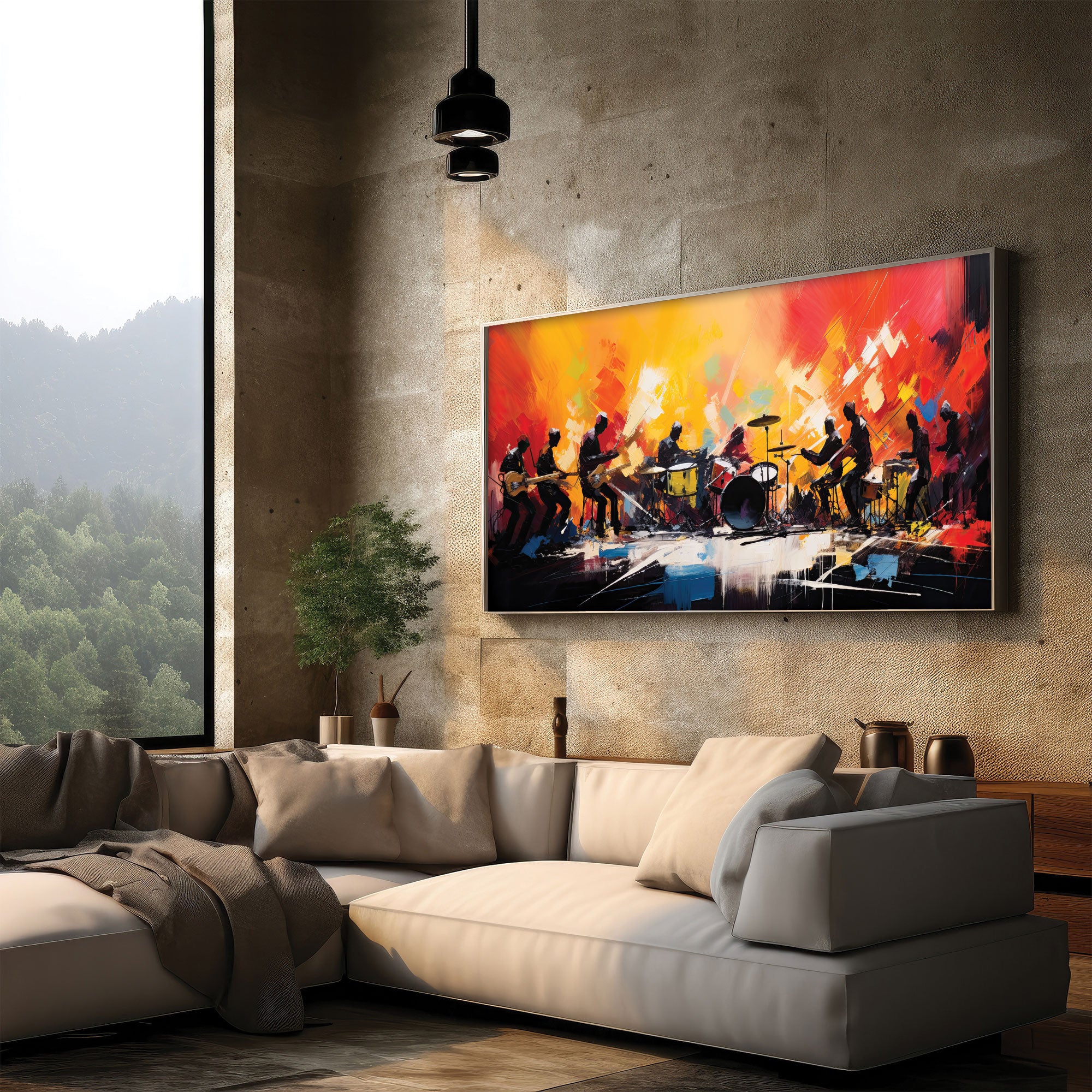 Music playAbstract Canvas painting with frame Big Size Wall Art for living room,Bedroom,Drawing room,Hotels