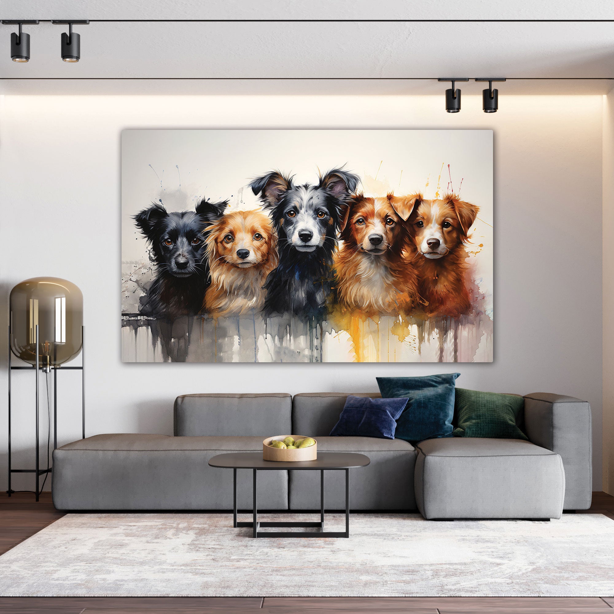 Dogs Canvas painting with frame Big Size Wall Art for living room,Bedroom,Drawing room,Hotels