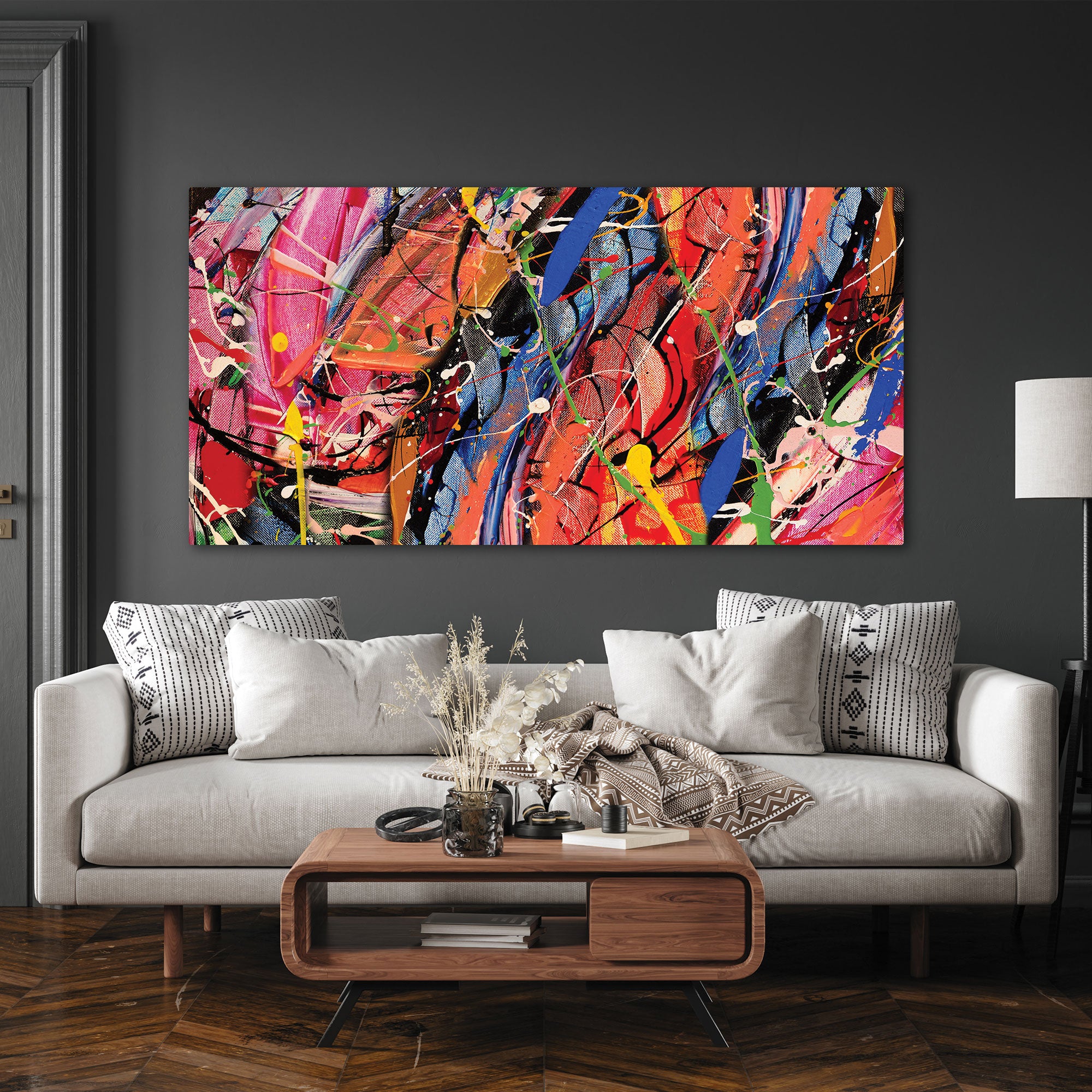 ColourfulAbstract art Canvas painting with frame Big Size Wall Art for living room,Bedroom,Drawing room,Hotels