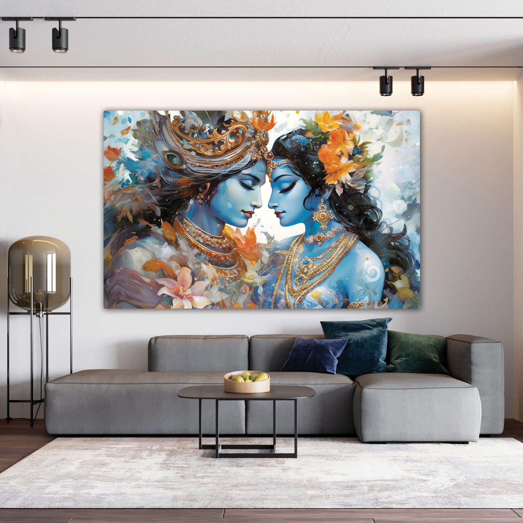 Radha krishna Canvas painting with frame Big Size Wall Art for living room,Bedroom,Drawing room,Hotels