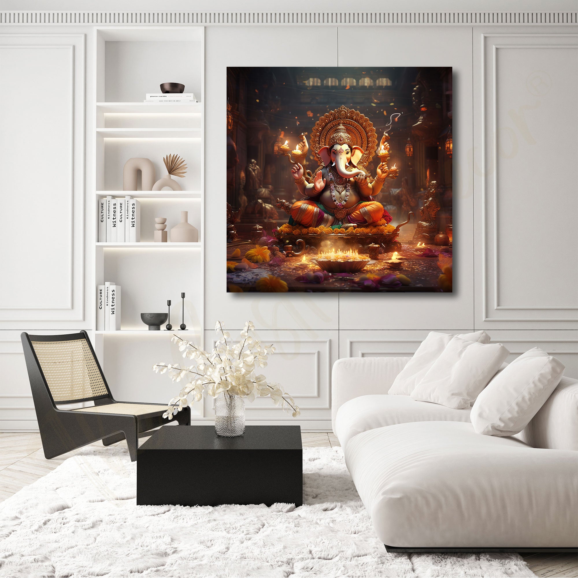 Ganeshji painting with frame Big Size Wall Art for living room,Bedroom,Drawing room,Hotels