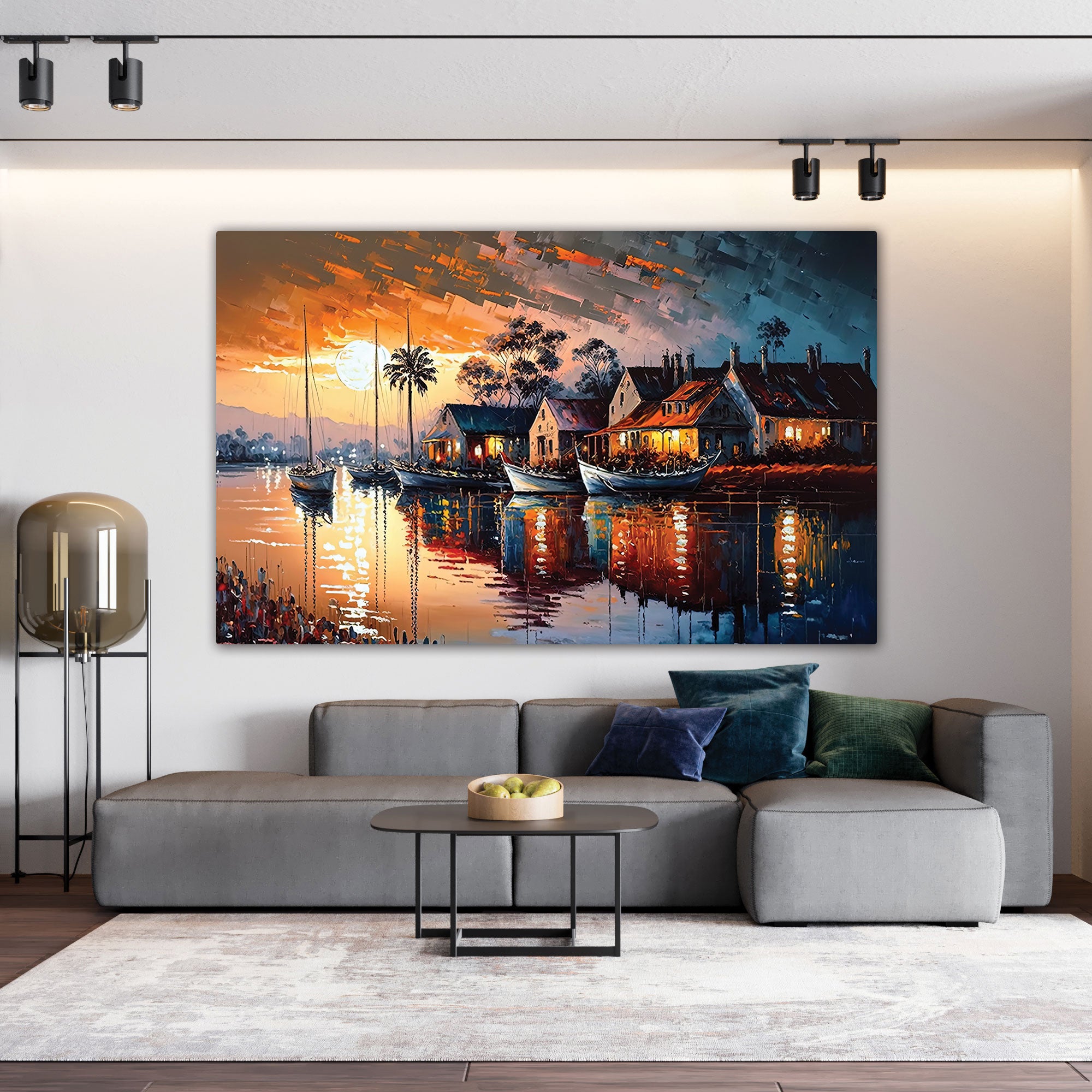 Cityscape Canvas painting with frame Big Size Wall Art for living room,Bedroom,Drawing room,Hotels