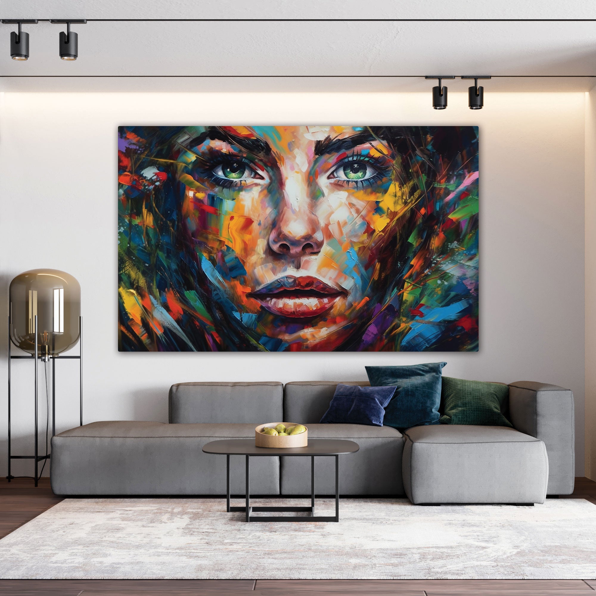Woman Multicolour facce Canvas painting with frame Big Size Wall Art for living room,Bedroom,Drawing room,Hotels