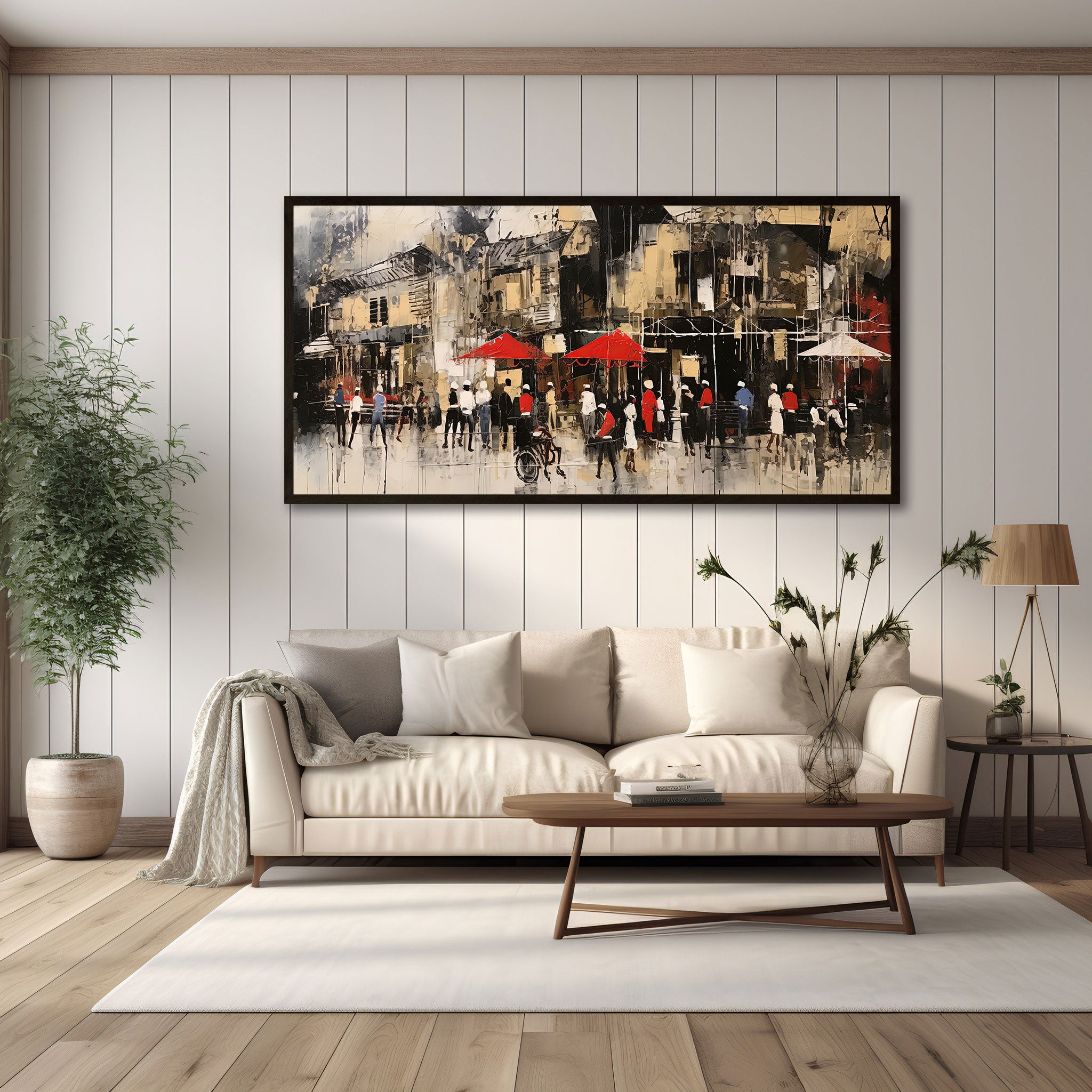 Market sqaure Canvas painting with frame Big Size Wall Art for living room,Bedroom,Drawing room,Hotels