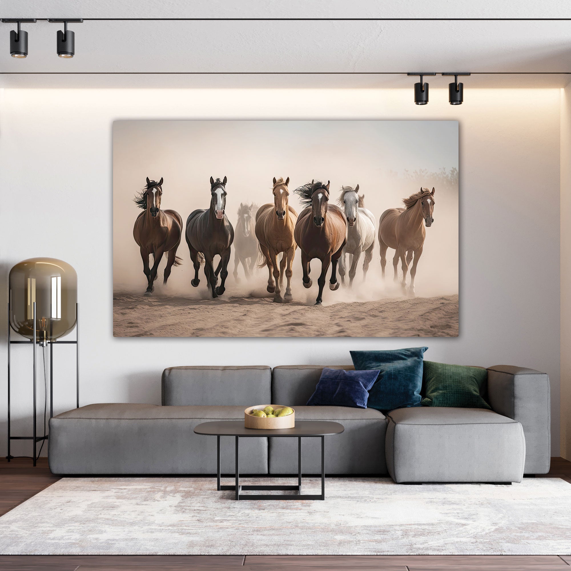 Running 7 horses vaastu Canvas painting Big Size Wall Art for living room,Bedroom,Drawing room,Hotels