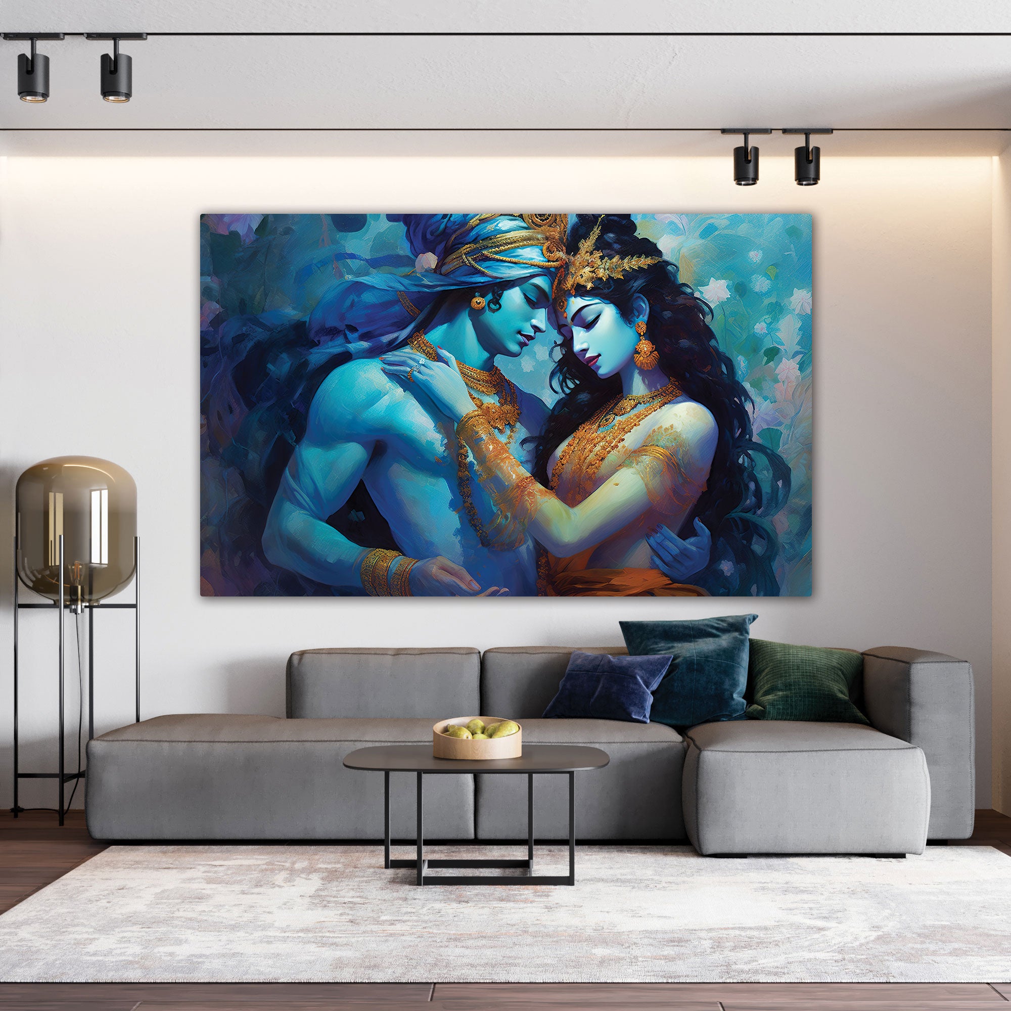 Radha karishna Canvas painting with frame Big Size Wall Art for living room,Bedroom,Drawing room,Hotels