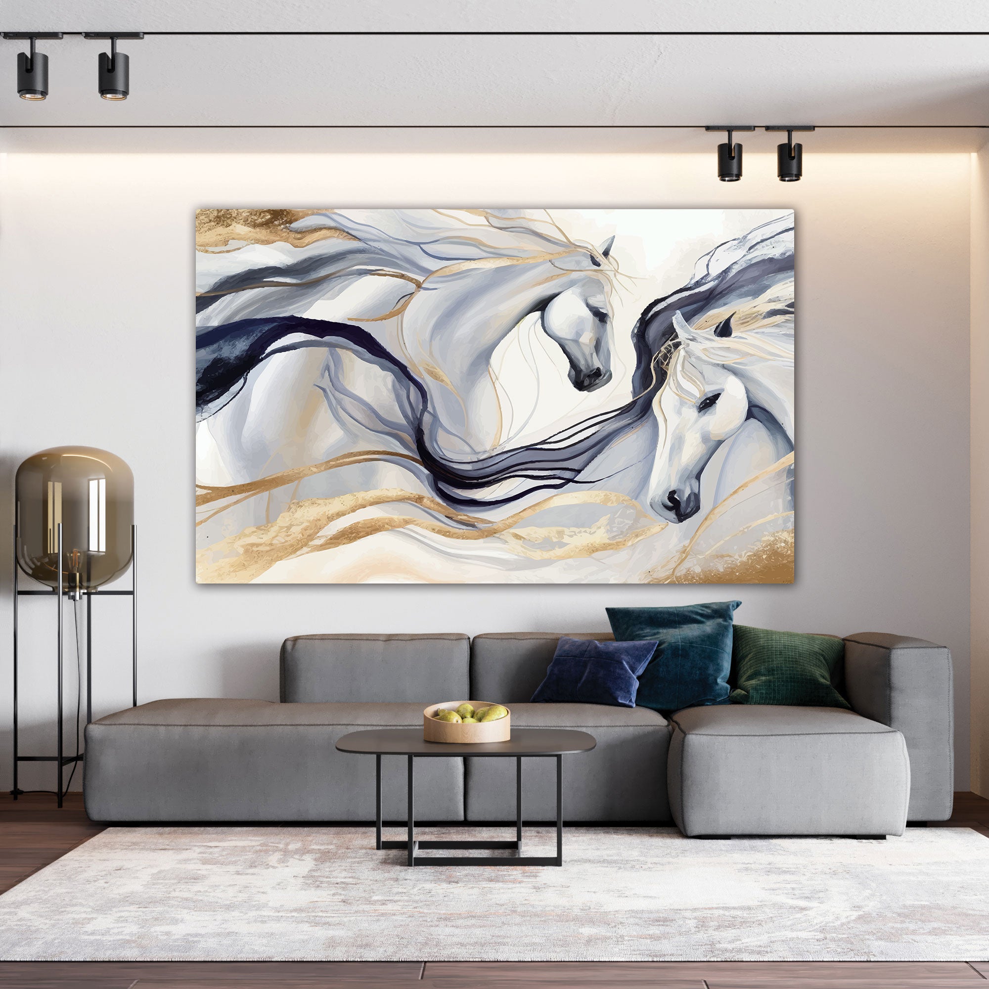 Modern horses Canvas painting with frame Big Size Wall Art for living room,Bedroom,Drawing room,Hotels