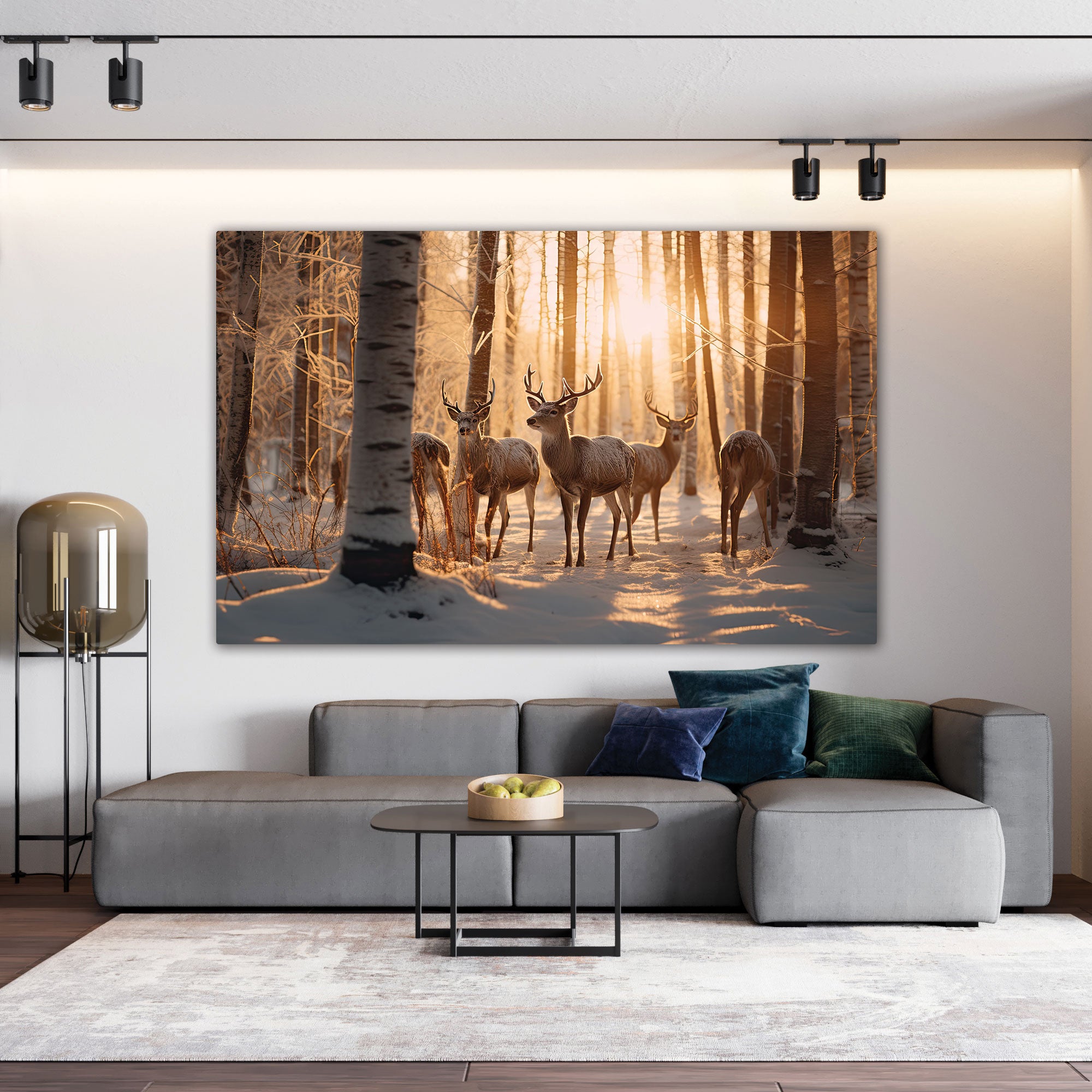Canvas painting forest deer with frame Big Size Wall Art for living room,Bedroom,Drawing room,Hotels