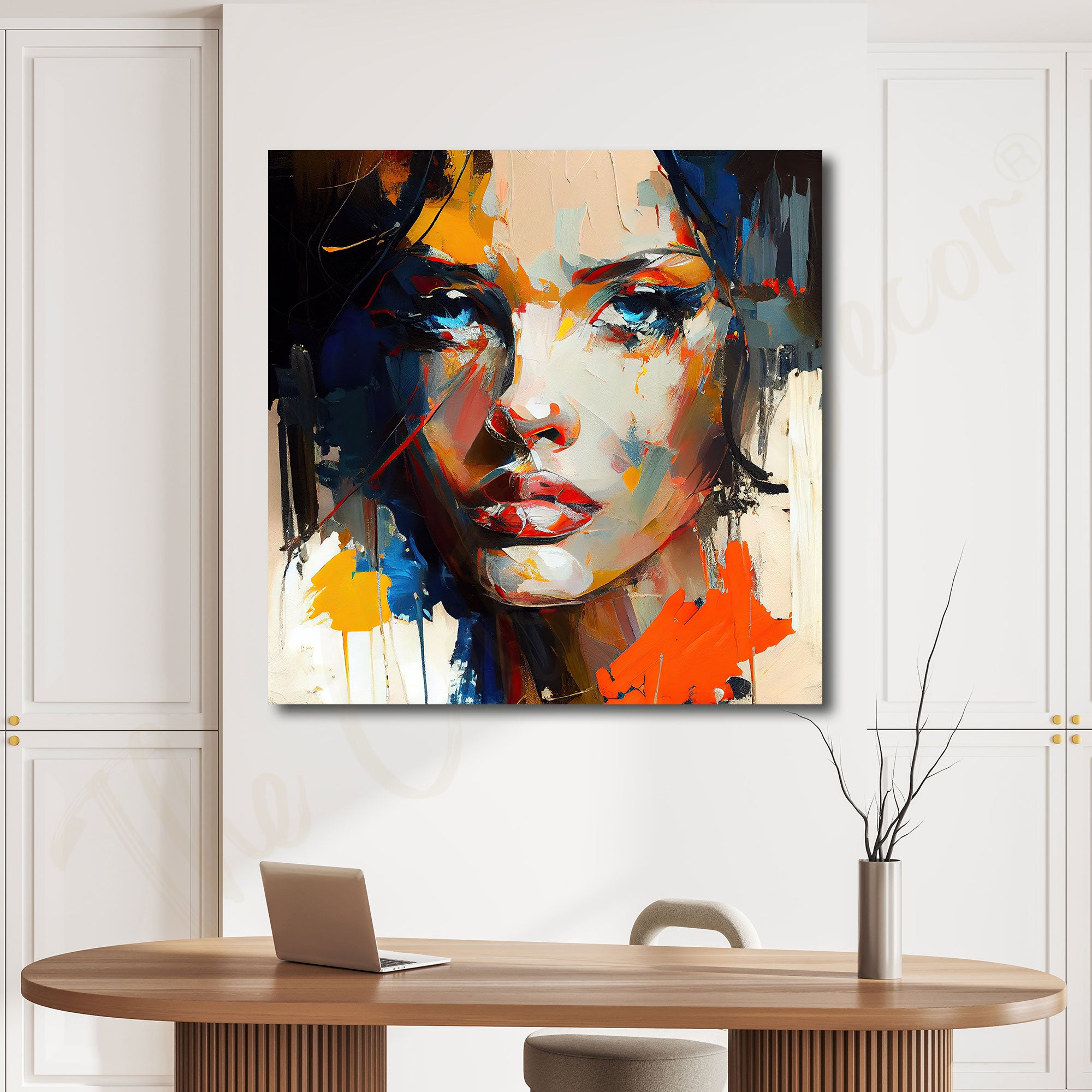 ModernAbstract woman face painting with frame Big Size Wall Art for living room,Bedroom,Drawing room,Hotels