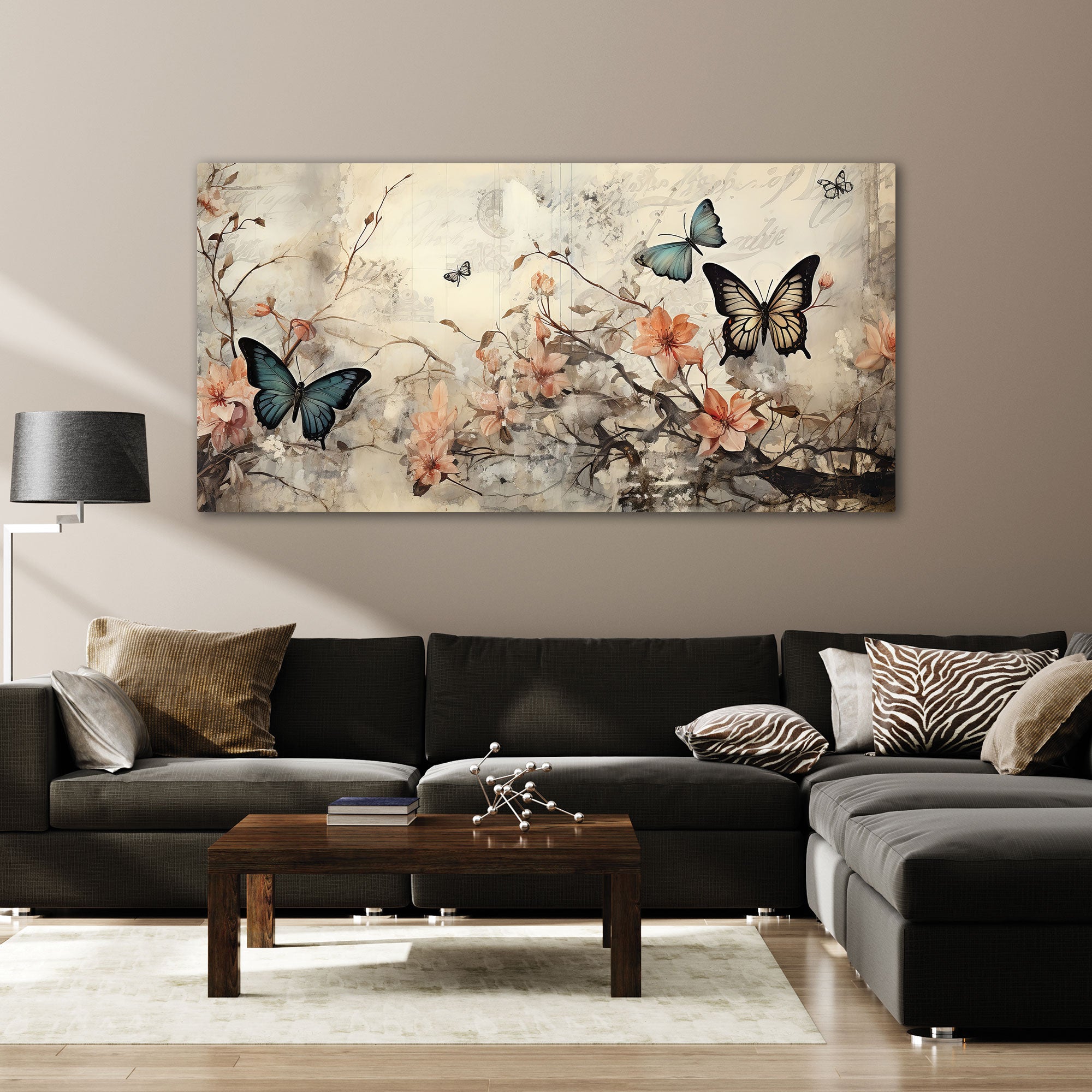 Modern butterfliesAbstract Canvas painting with frame Big Size Wall Art for living room,Bedroom,Drawing room,Hotels