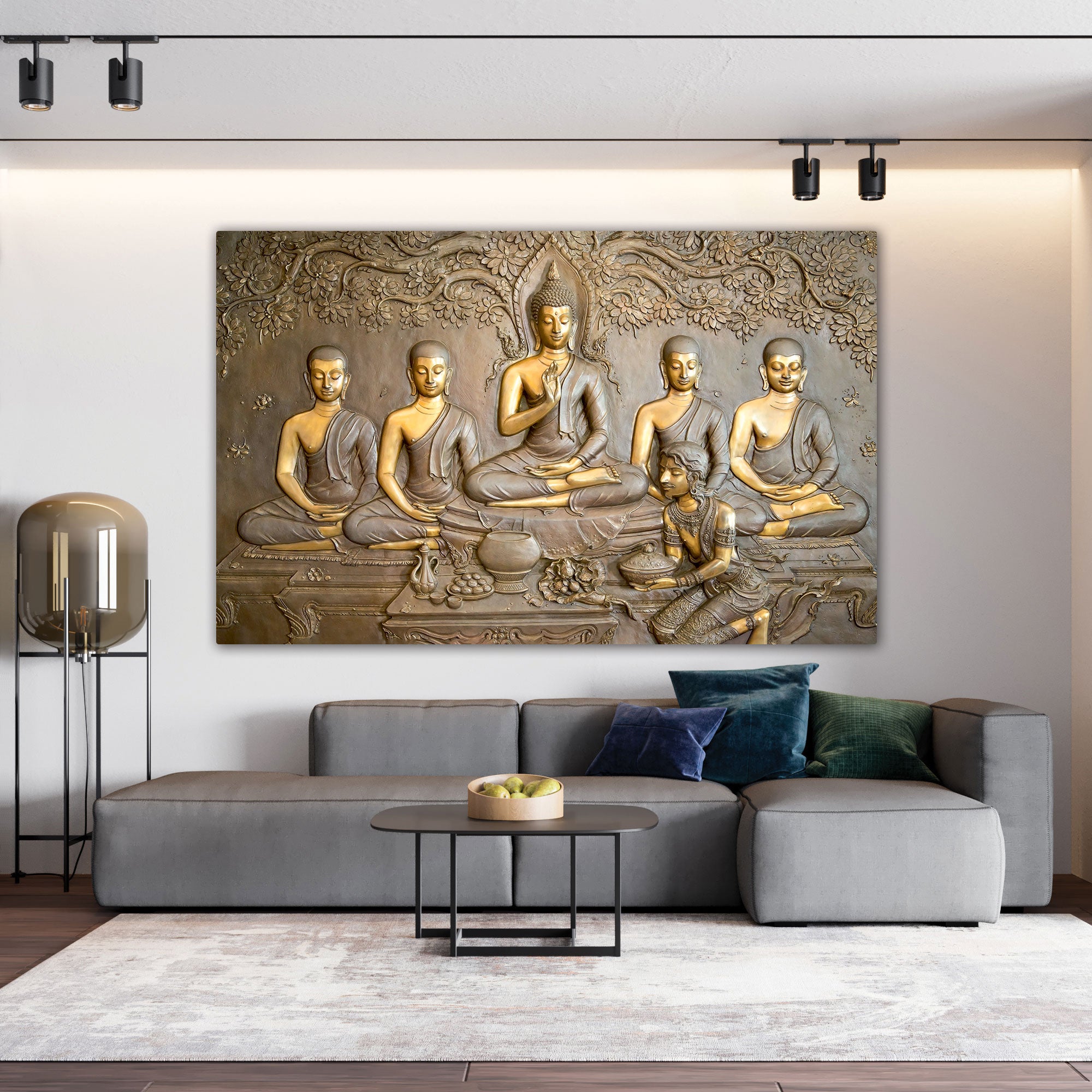 Lord budha Canvas painting with frame Big Size Wall Art for living room,Bedroom,Drawing roomHotels