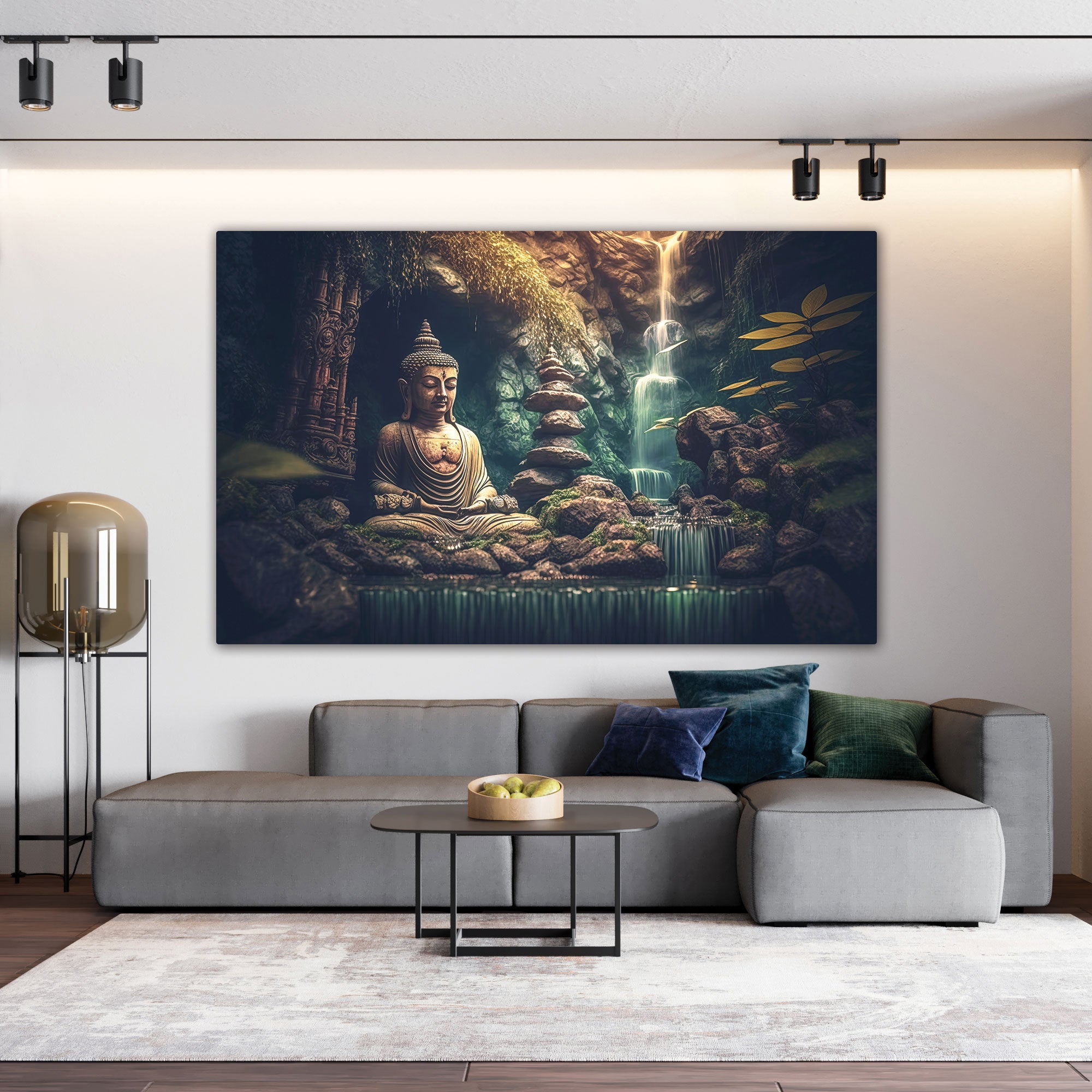 Lord budha Canvas painting with frame Big Size Wall Art for living room,Bedroom,Drawing room,Hotels