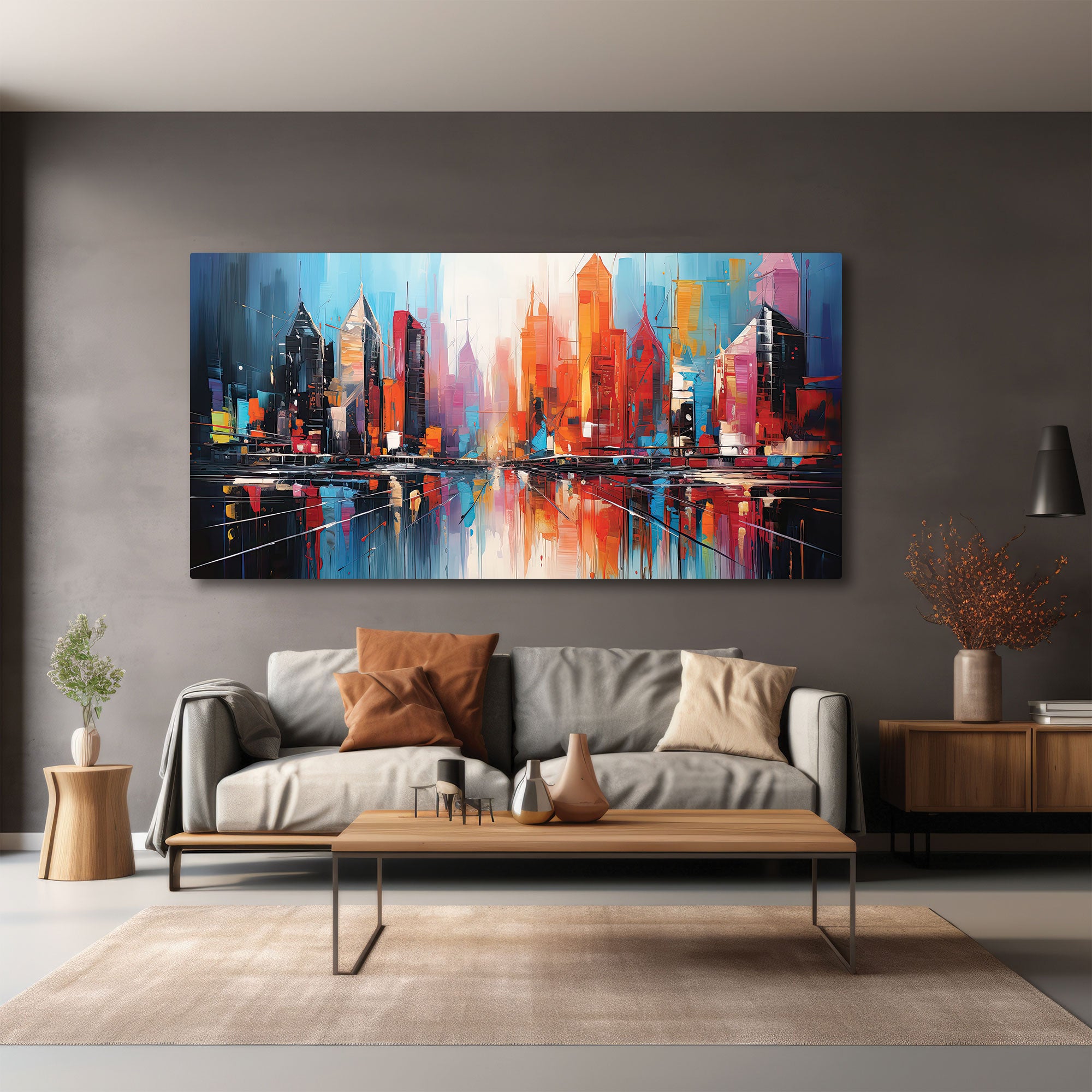 Multi coloursAbstract Canvas painting with frame Big Size Wall Art for living room,Bedroom,Drawing room,Hotels