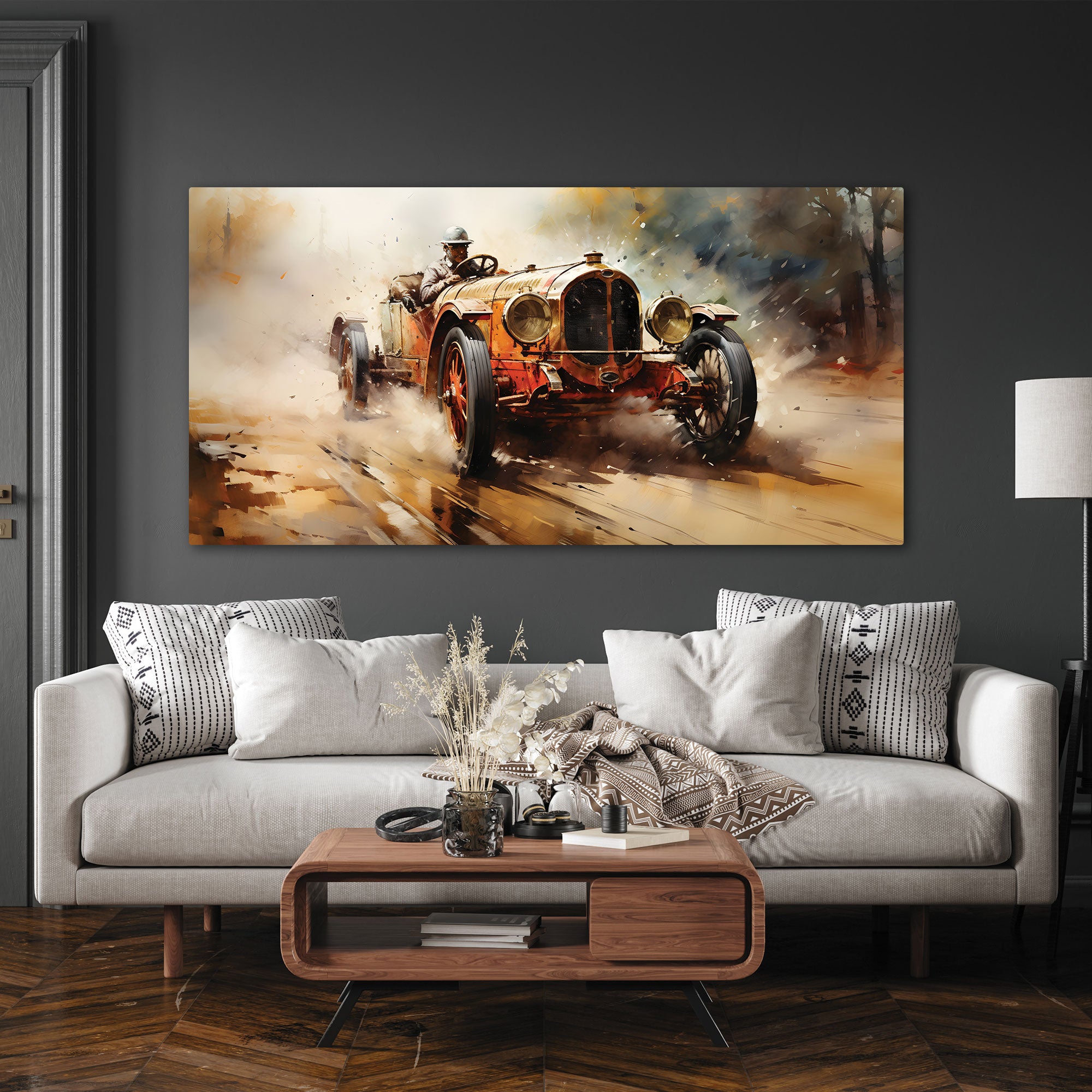 Vintage carAbstract Canvas painting with frame Big Size Wall Art for living room,Bedroom,Drawing room,Hotels