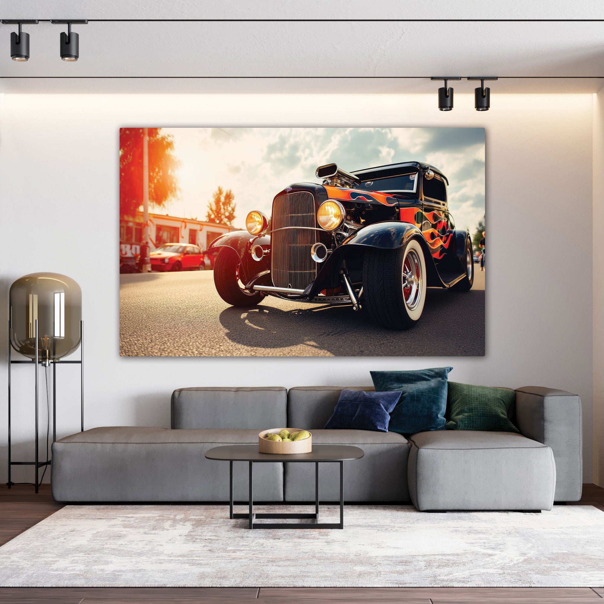 Vintage car Canvas painting with frame Big Size Wall Art for living room,Bedroom,Drawing room,Hotels