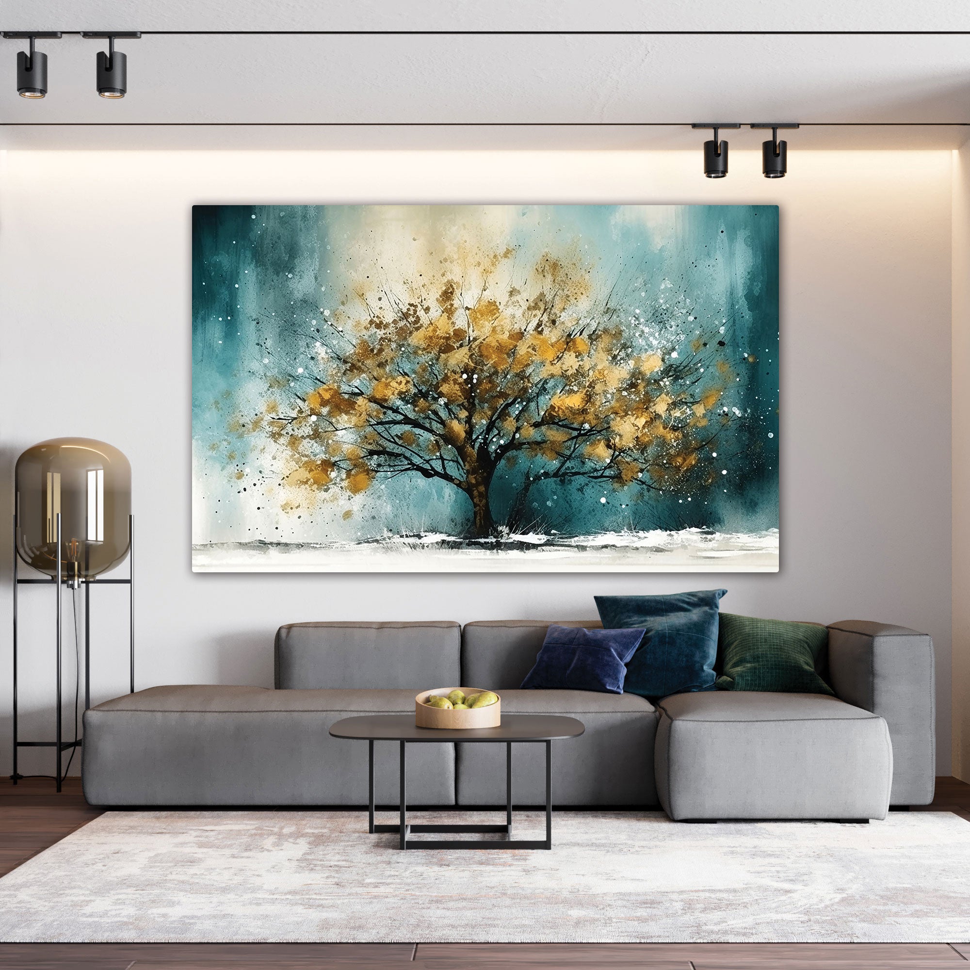Golden tree Canvas painting with frame Big Size Wall Art for living room,Bedroom,Drawing room,Hotels