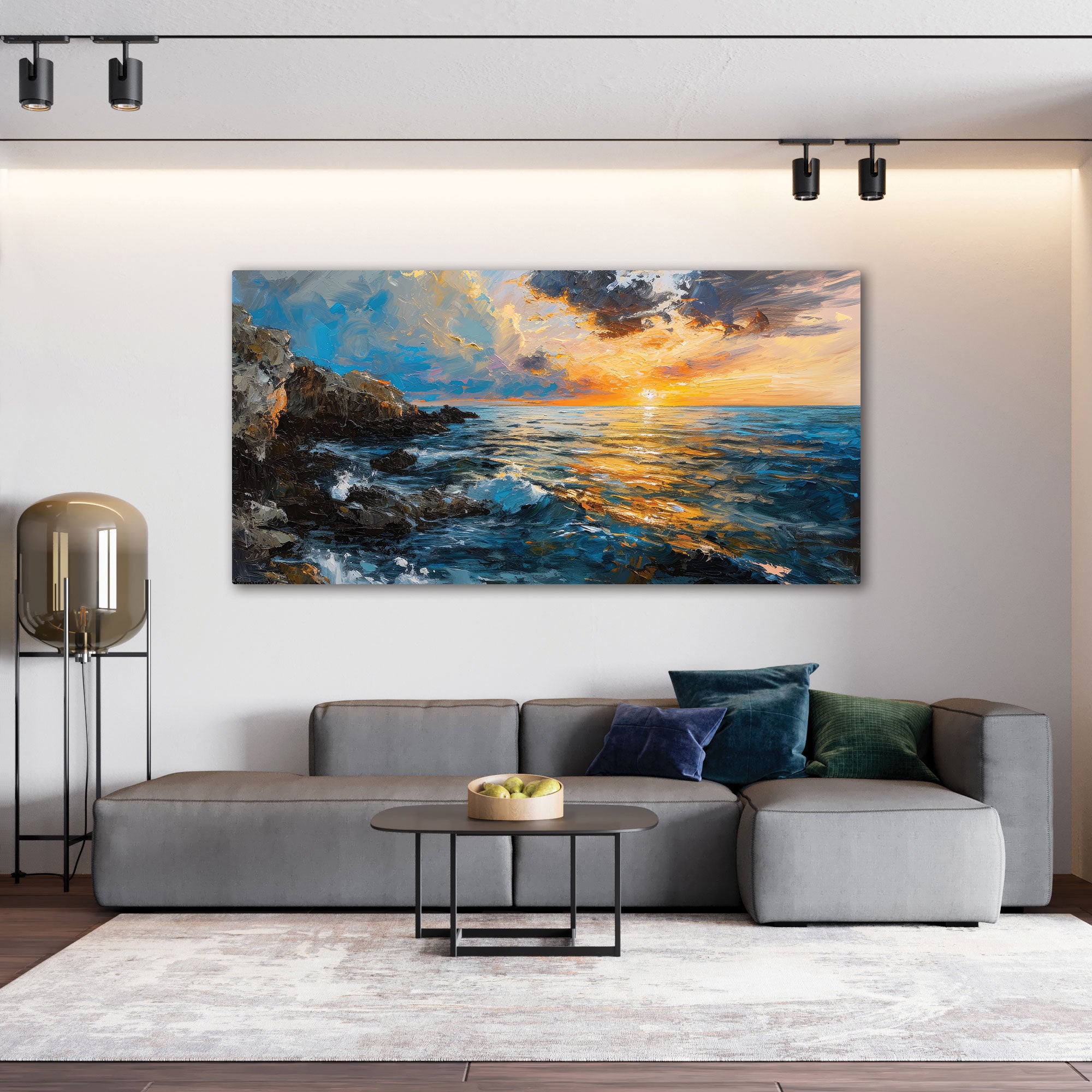 SunsetAbstract Canvas painting with frame Big Size Wall Art for living room,Bedroom,Drawing room,Hotels