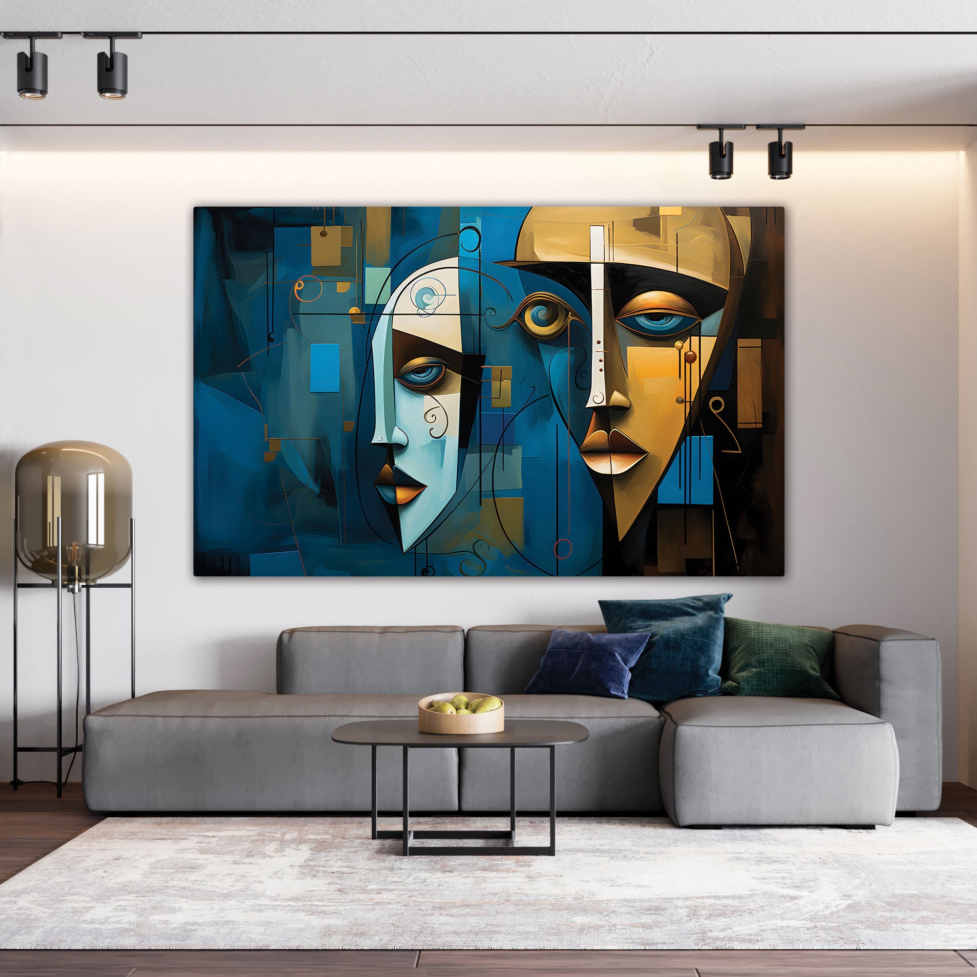 Modern Face Abstract Canvas painting with frame Big Size Wall Art for living room,Bedroom,Drawing room,Hotels