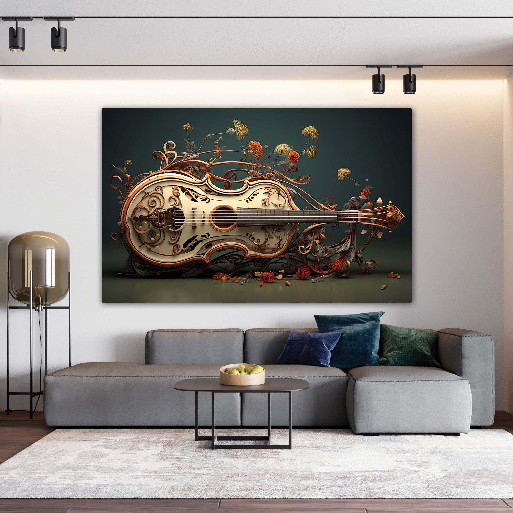 Guitar Canvas painting with frame Big Size Wall Art for living room,Bedroom,Drawing room,Hotels
