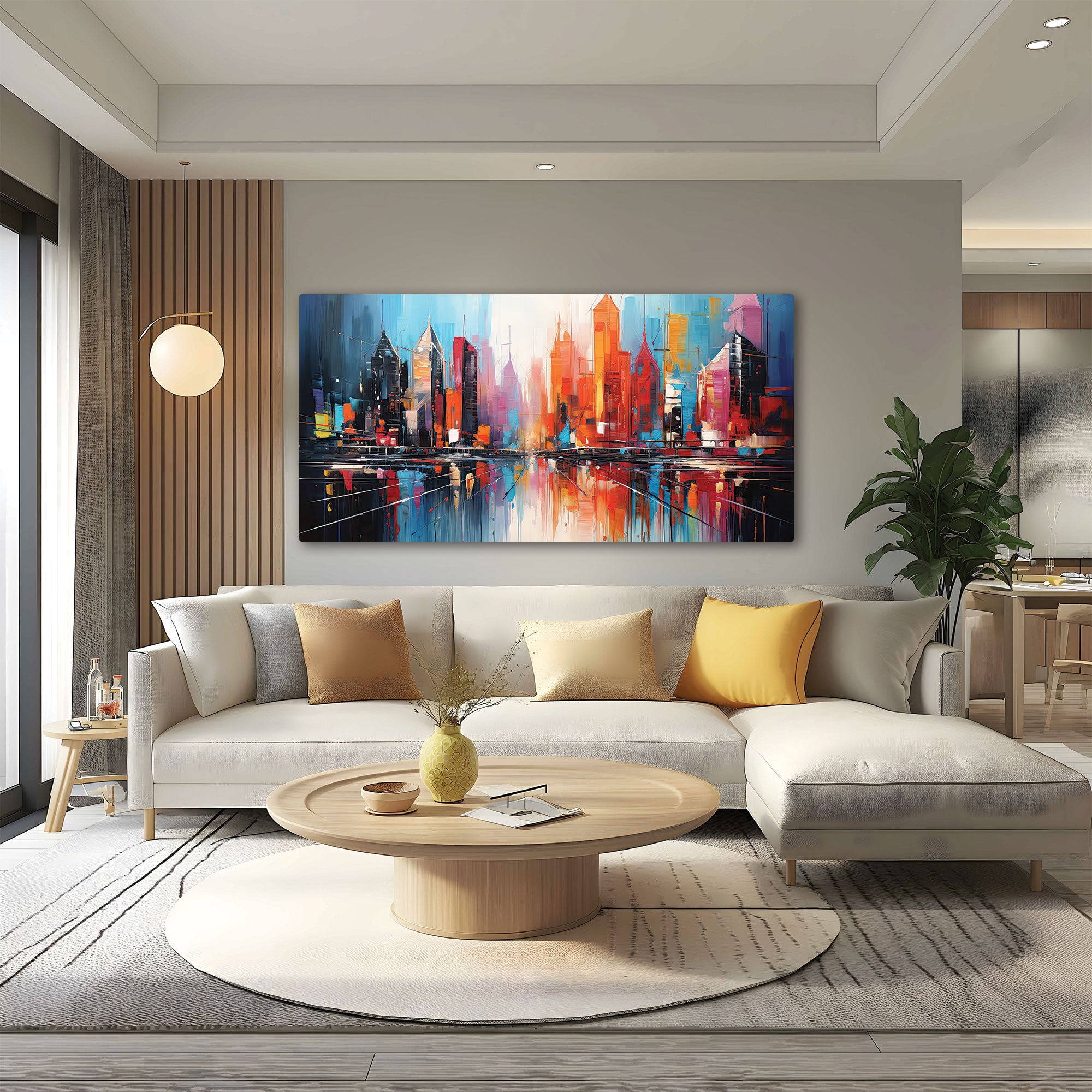 Multi coloursAbstract Canvas painting with frame Big Size Wall Art for living room,Bedroom,Drawing room,Hotels