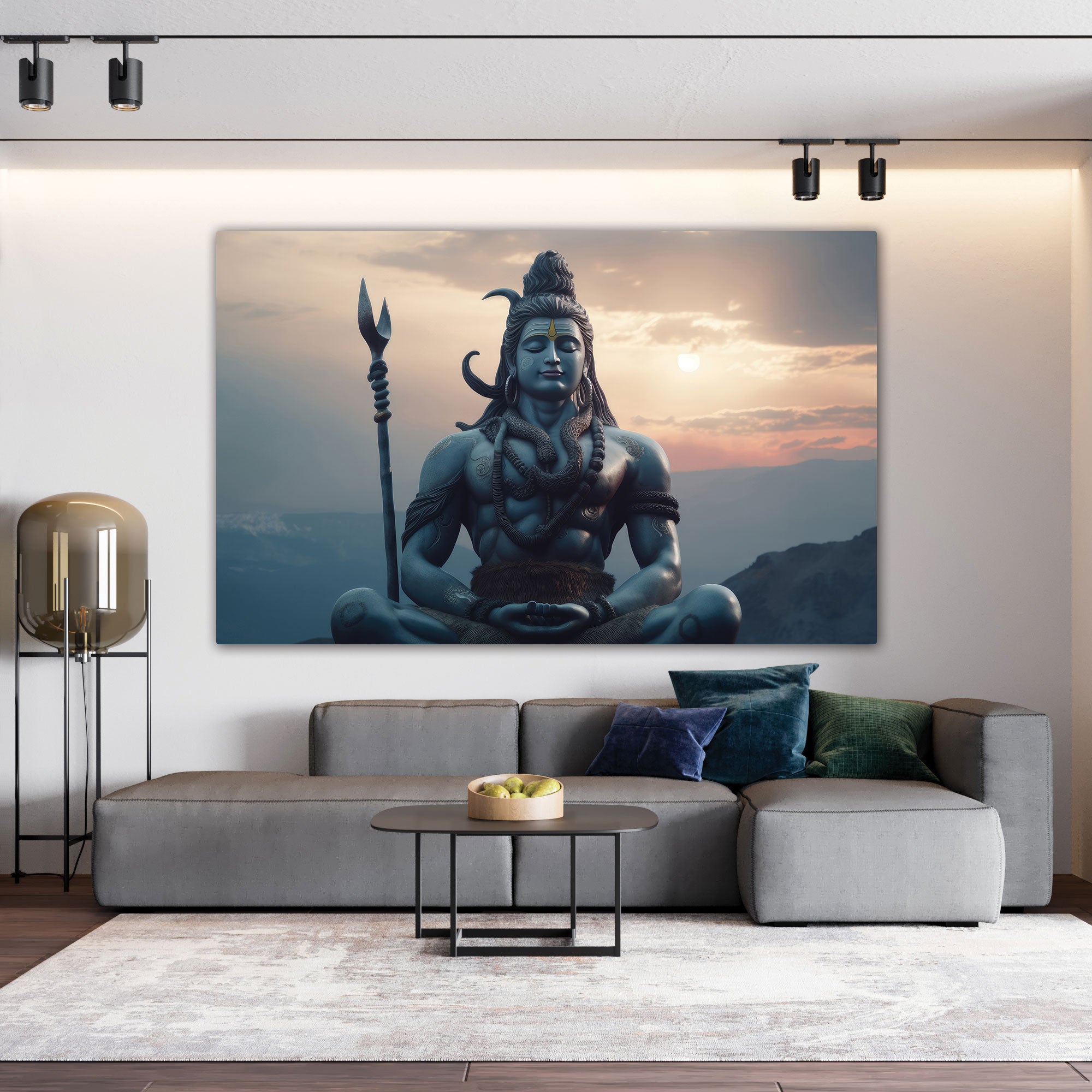 Lord shivji Canvas painting with frame Big Size Wall Art for living room,Bedroom,Drawing room,Hotels
