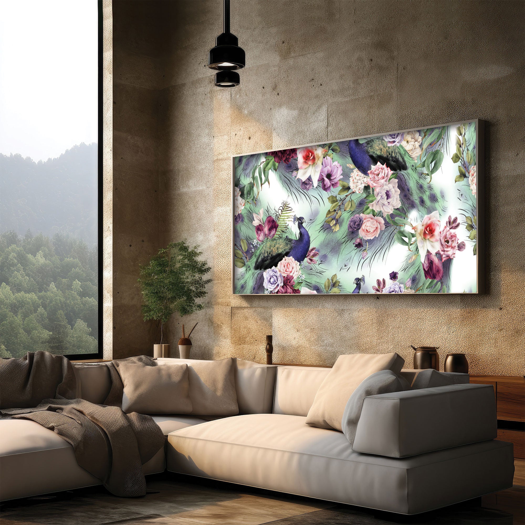 PeacockAbstract Canvas painting with frame Big Size Wall Art for living room,Bedroom,Drawing room,Hotels