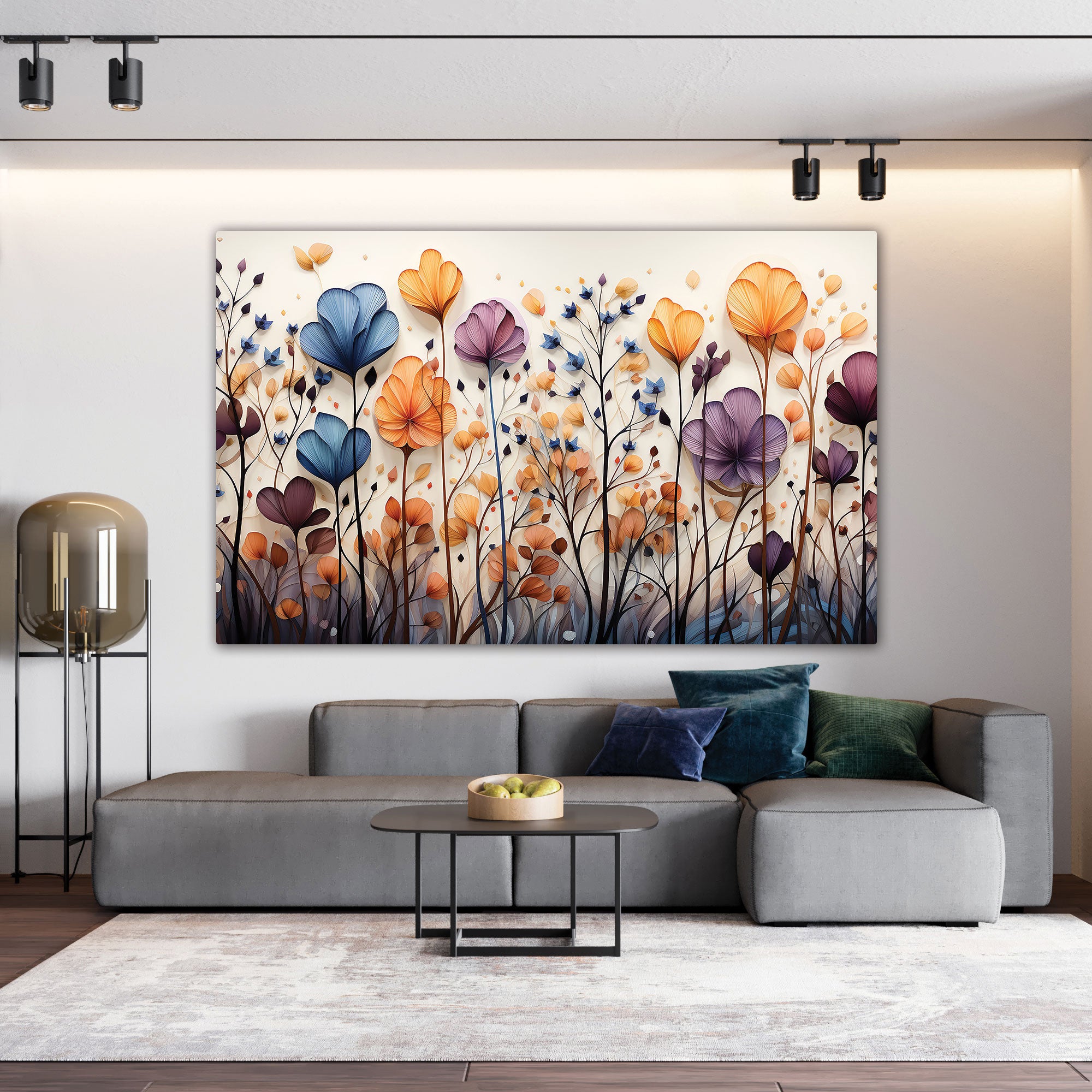 Multi flowers Canvas painting with frame Big Size Wall Art for living room,Bedroom,Drawing room,Hotels