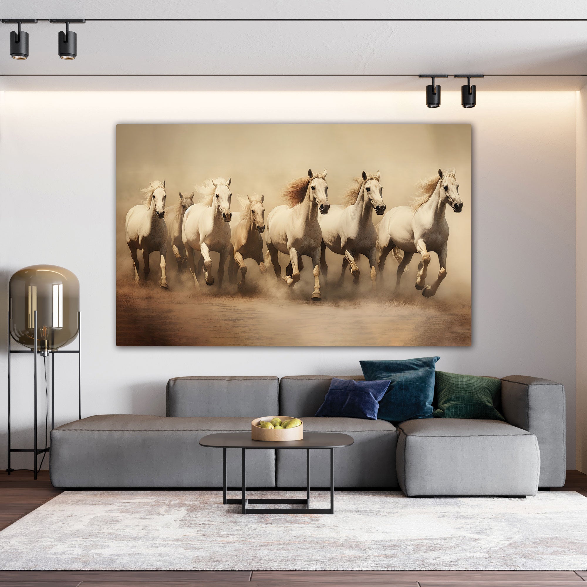 Vaastu running horses Canvas painting Big Size Wall Art for living room,Bedroom,Drawing room,Hotels