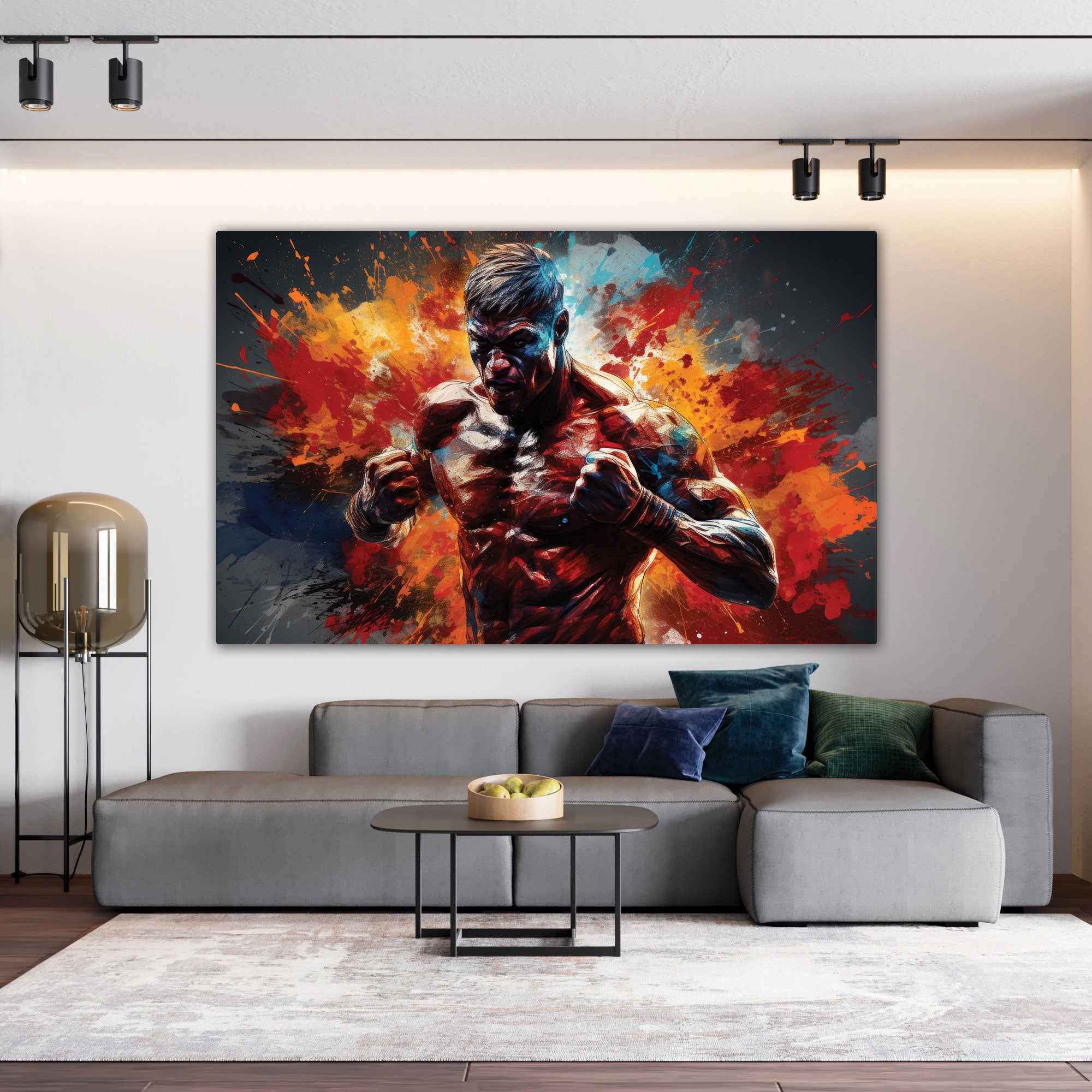 Boxer Abstract Canvas painting with frame Big Size Wall Art for living room,Bedroom,Drawing room,Hotels