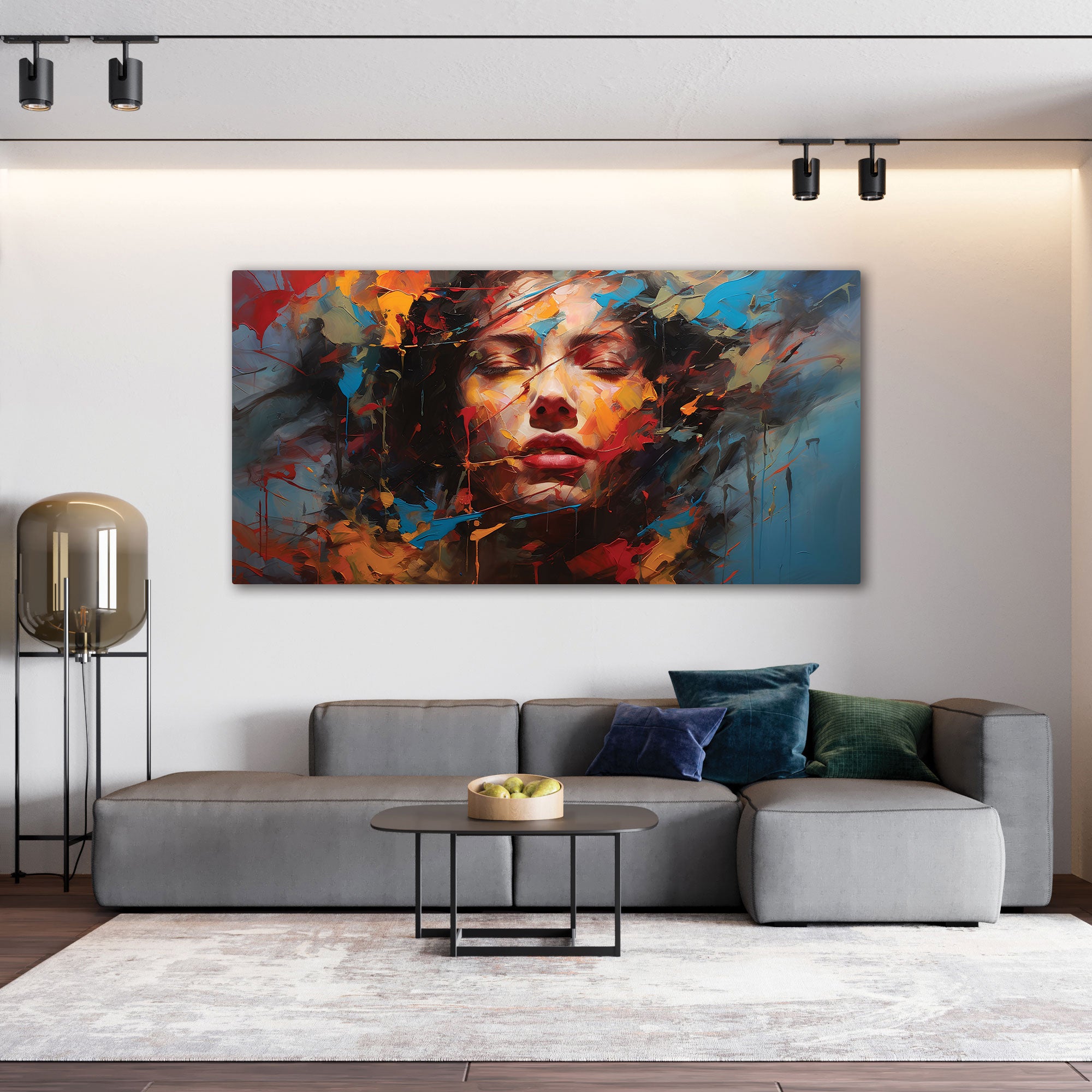 Women faceAbstract Canvas painting with frame Big Size Wall Art for living room,Bedroom,Drawing room,Hotels