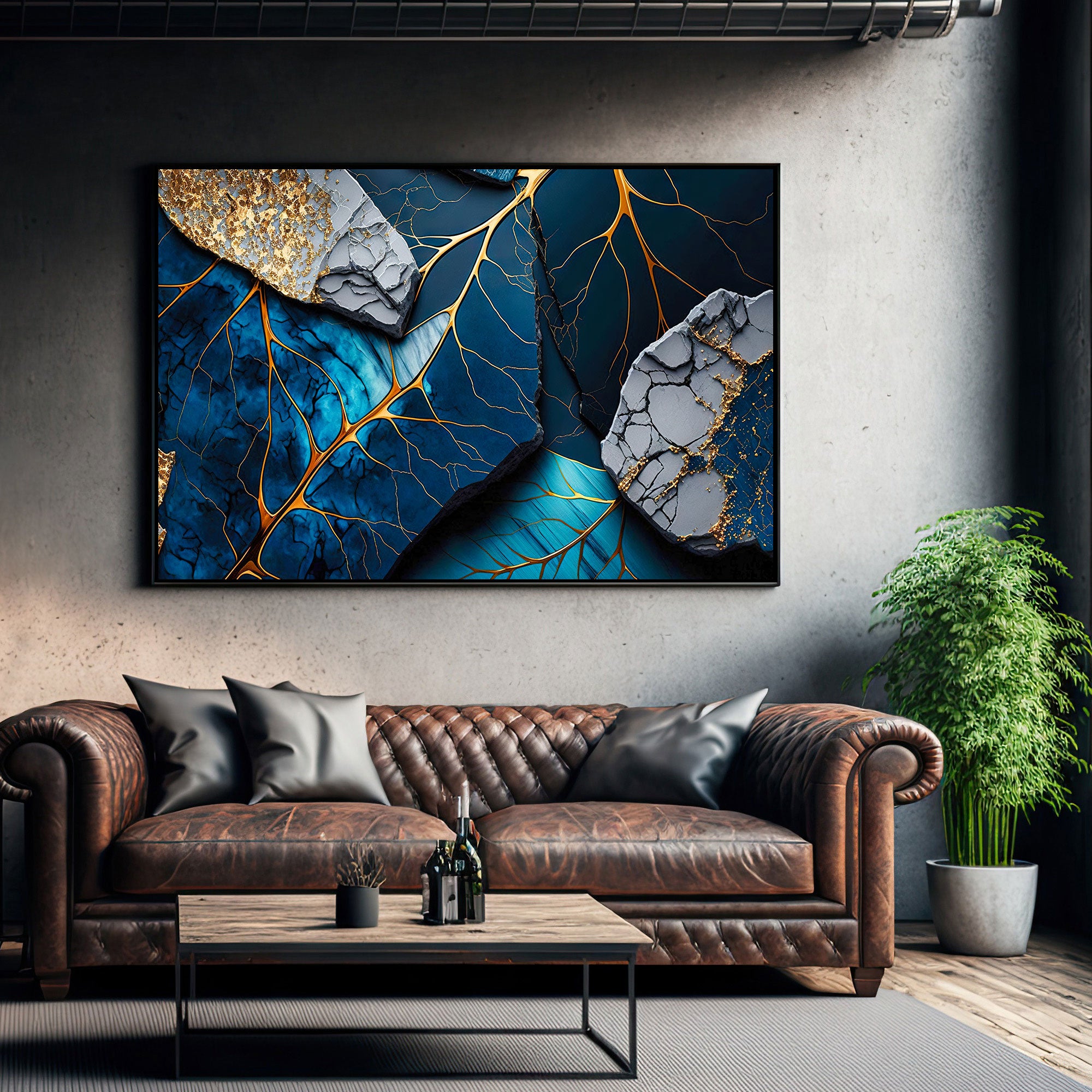 Marbal finish leafs Canvas painting with frame Big Size Wall Art for living room,Bedroom,Drawing room,Hotels