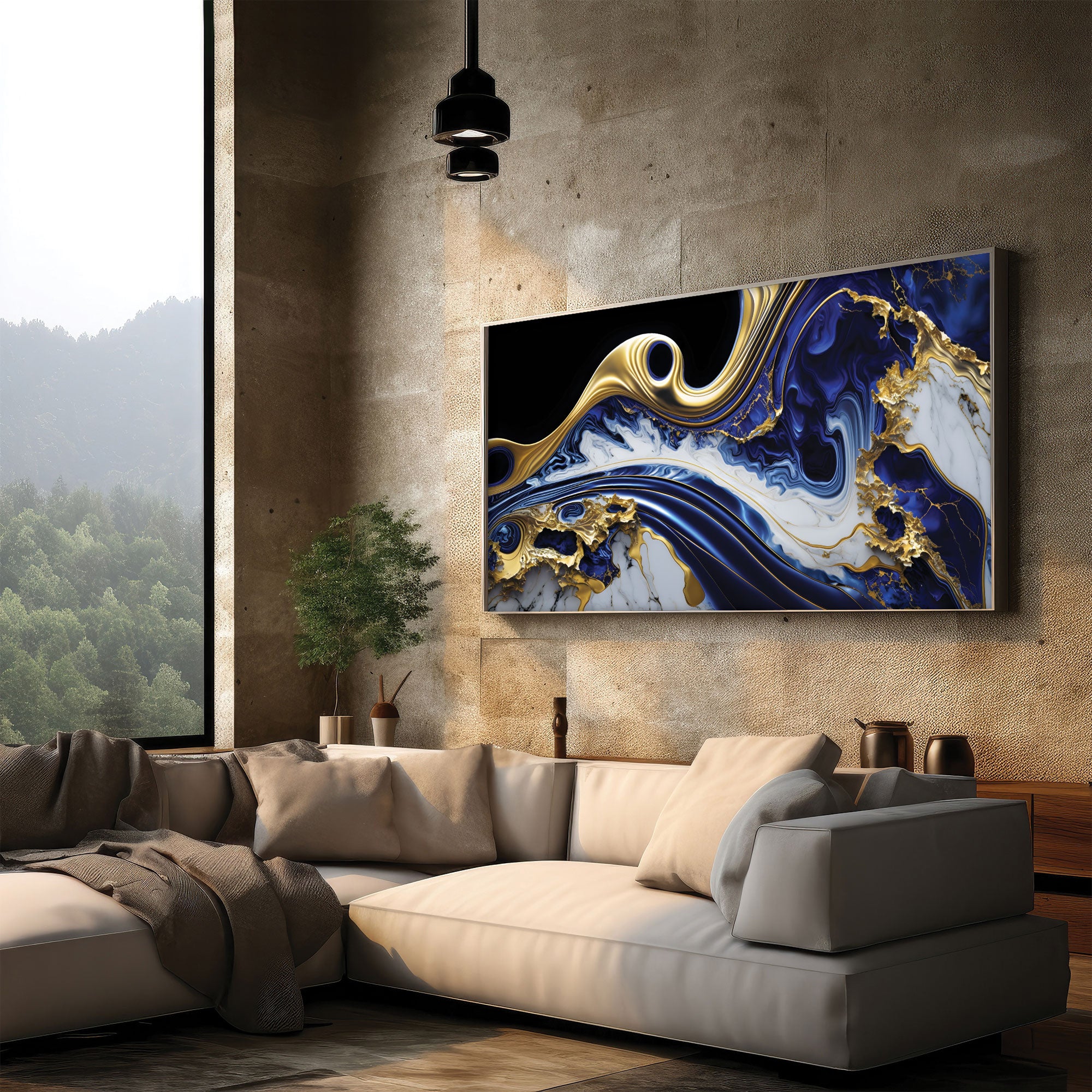 MarbleAbstract Canvas painting with frame Big Size Wall Art for living room,Bedroom,Drawing room,Hotels-Wooden FramedDigital Painting