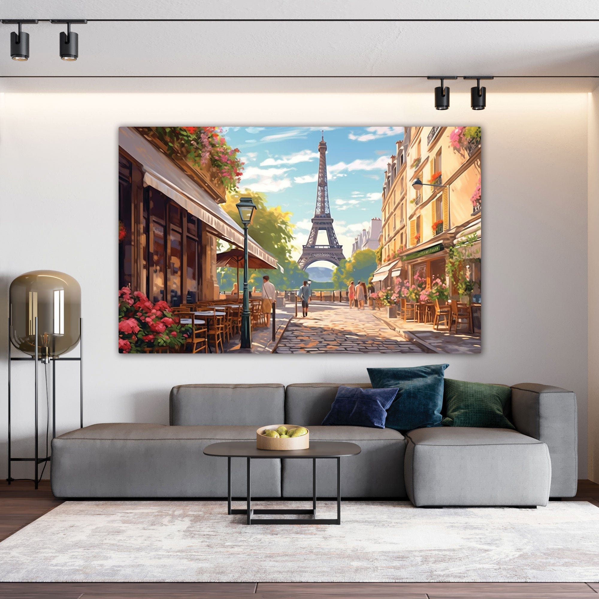 The Castle Decor cafe paris canvas/Sparkle painting Big Size Wall Art for living room,Bedroom,Drawing room,Hotels-Wooden Framed-Digital Painting