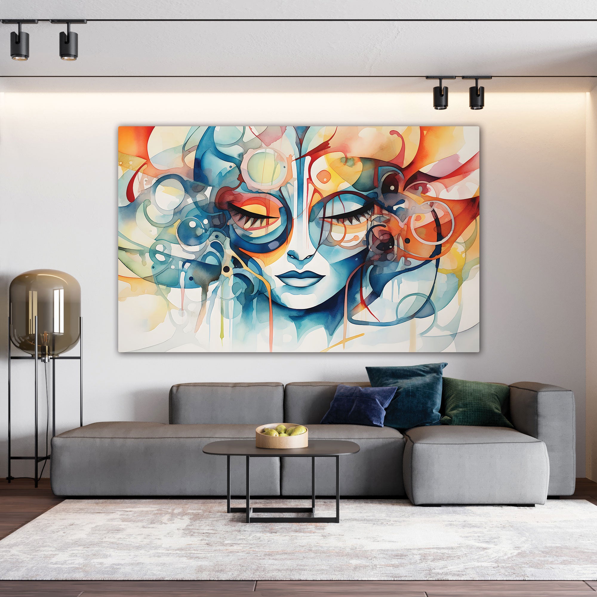 Multicolour face Canvas painting with frame Big Size Wall Art for living room,Bedroom,Drawing room,Hotels
