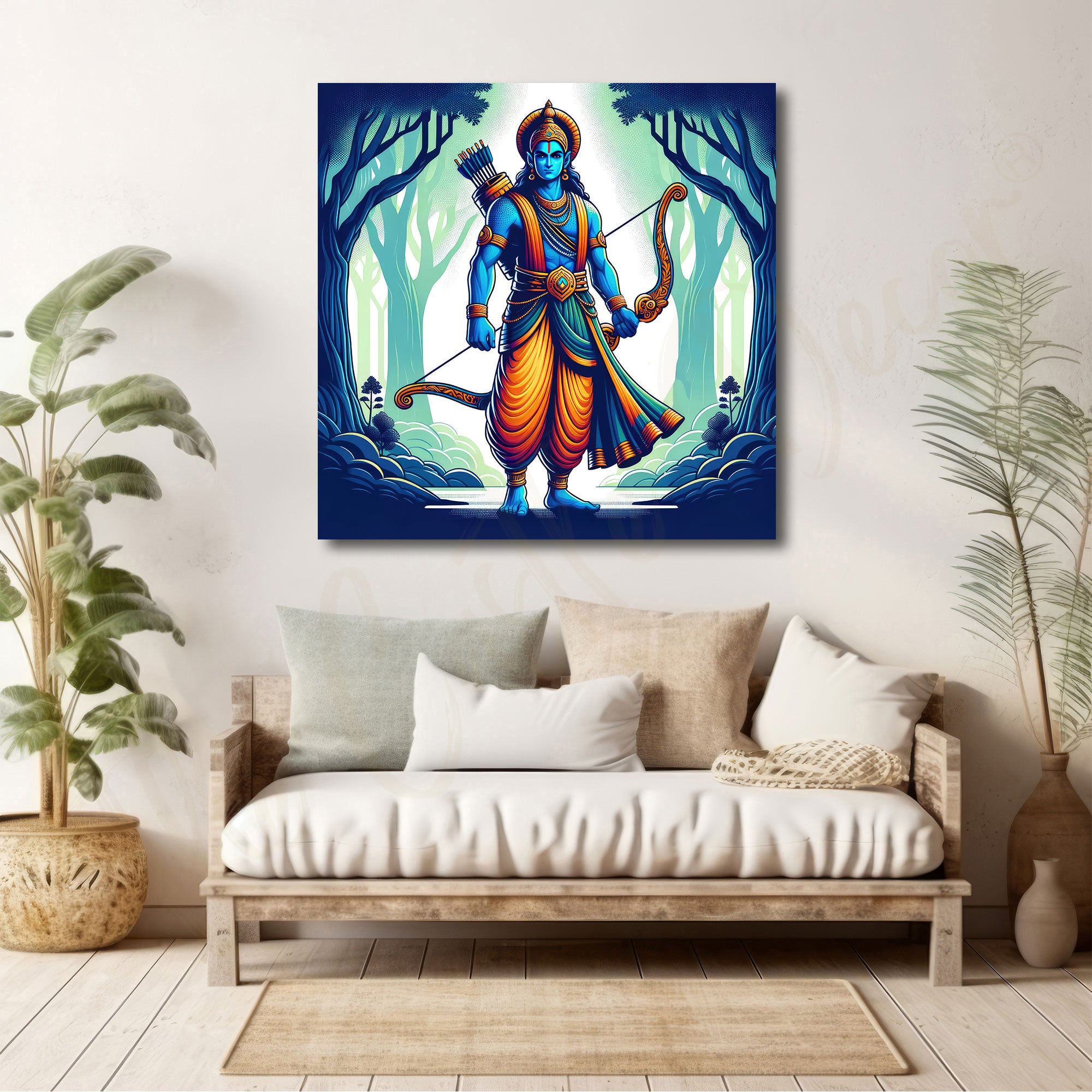 Ram mandir/Shri Ram painting with frame Big Size Wall Art for living room,Bedroom,Drawing room,Hotels