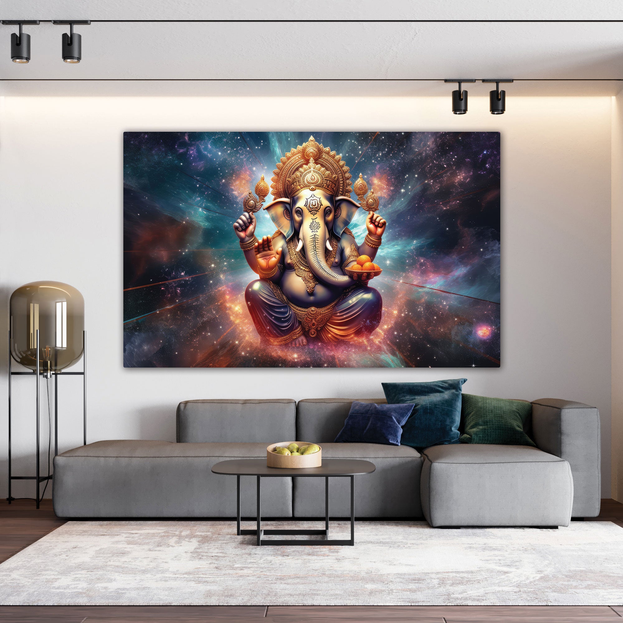 Lord ganesha Canvas painting with frame Big Size Wall Art for living room,Bedroom,Drawing room,Hotels