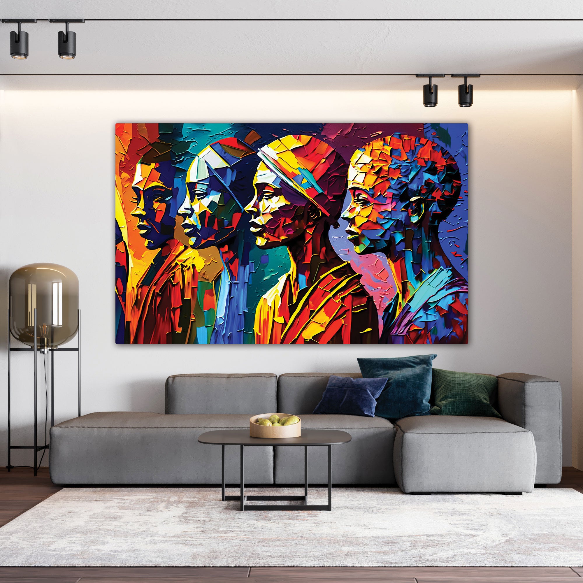 Multiwoman face Canvas painting with frame Big Size Wall Art for living room,Bedroom,Drawing room,Hotels