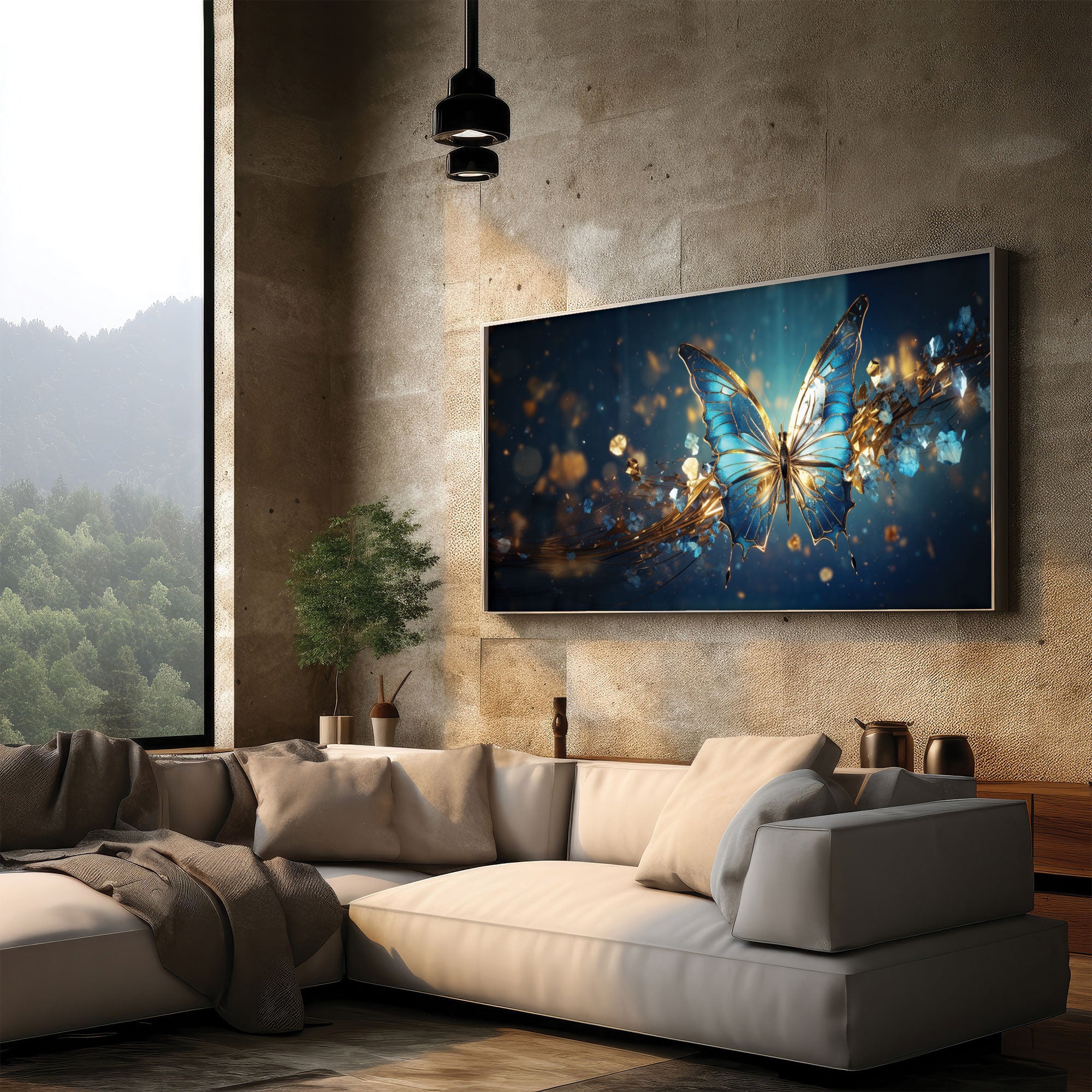 Golden butterfly Canvas painting Big Size Wall Art for living room,Bedroom,Drawing room,Hotels