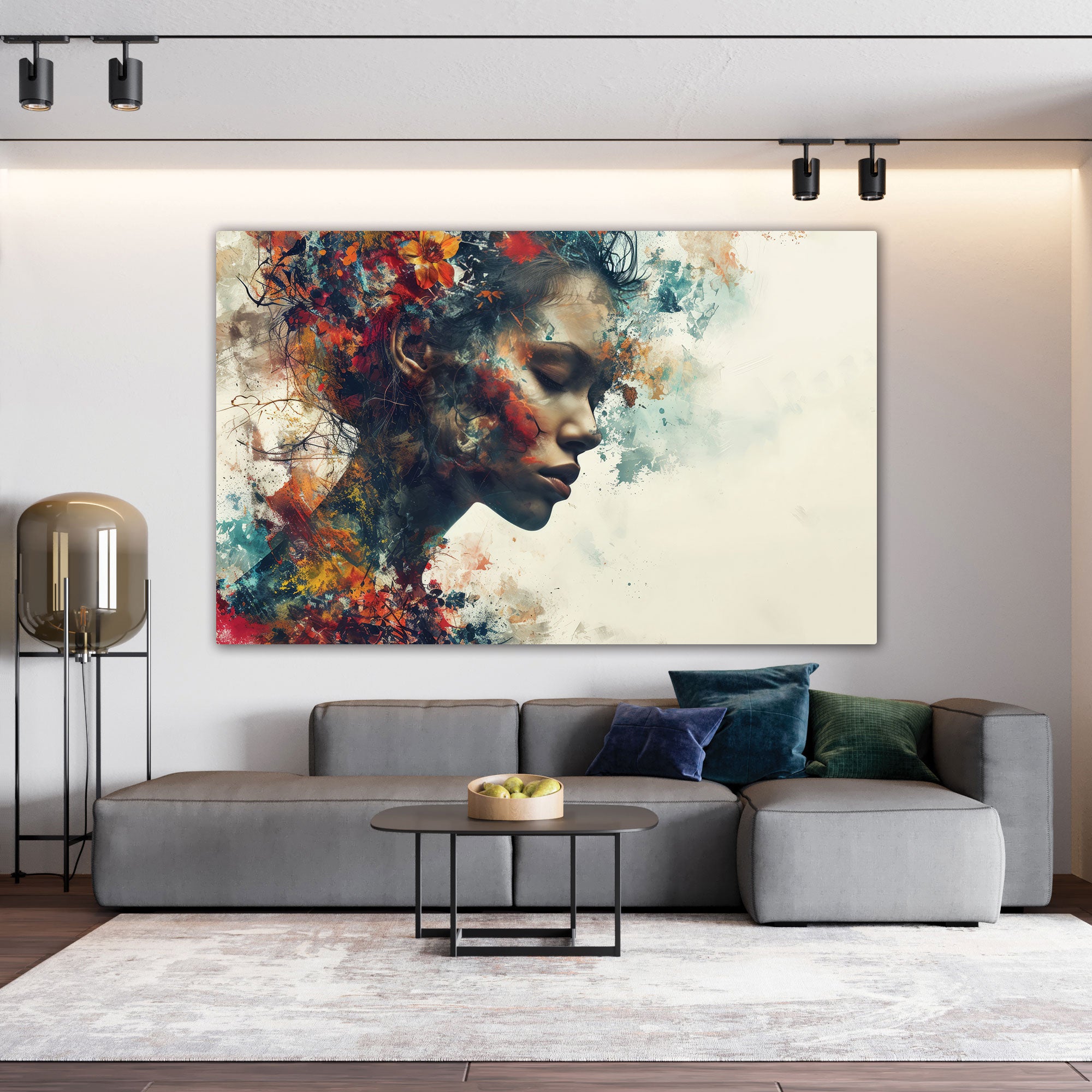 Women Face Abstract Canvas painting with frame Big Size Wall Art for living room,Bedroom,Drawing room,Hotels
