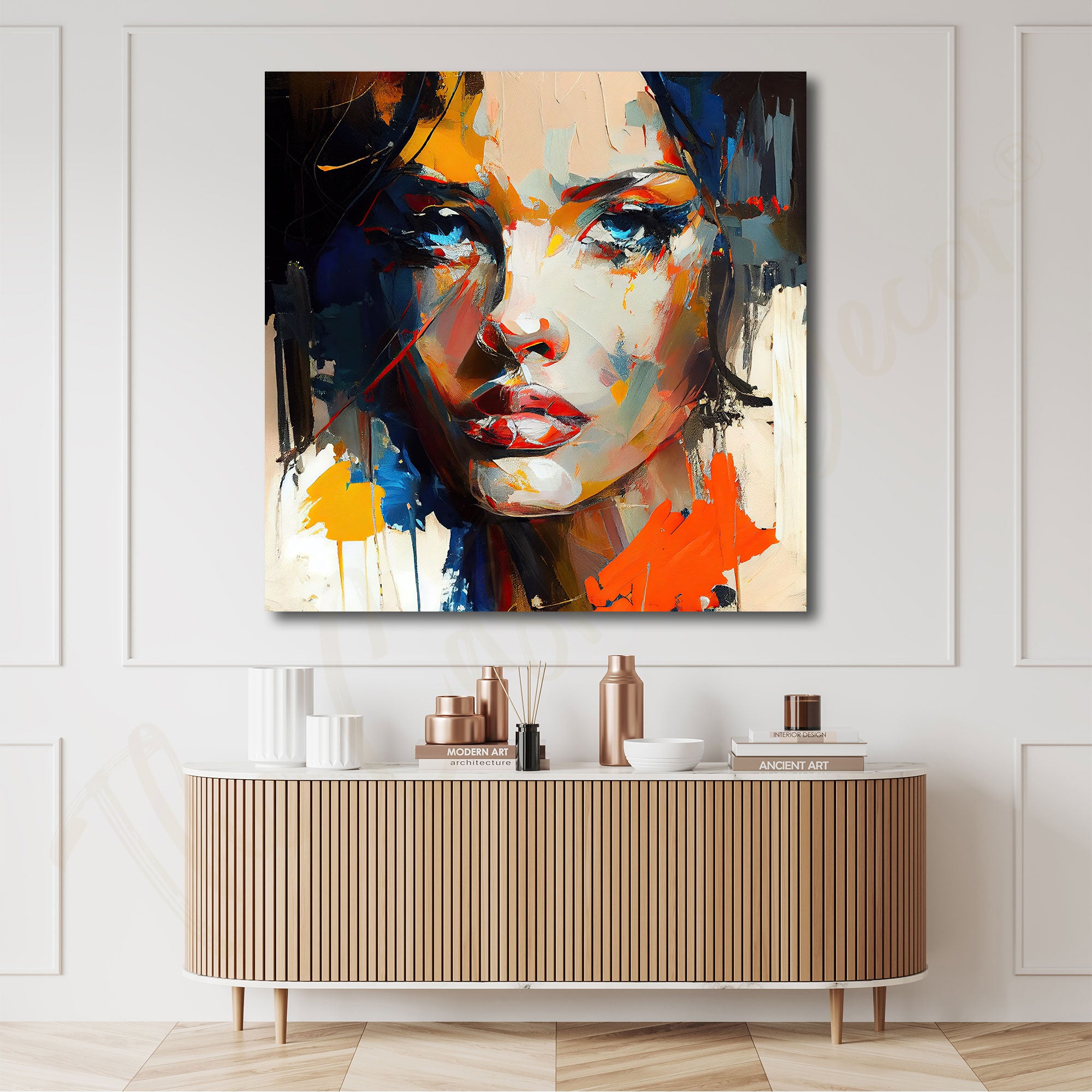 ModernAbstract woman face painting with frame Big Size Wall Art for living room,Bedroom,Drawing room,Hotels