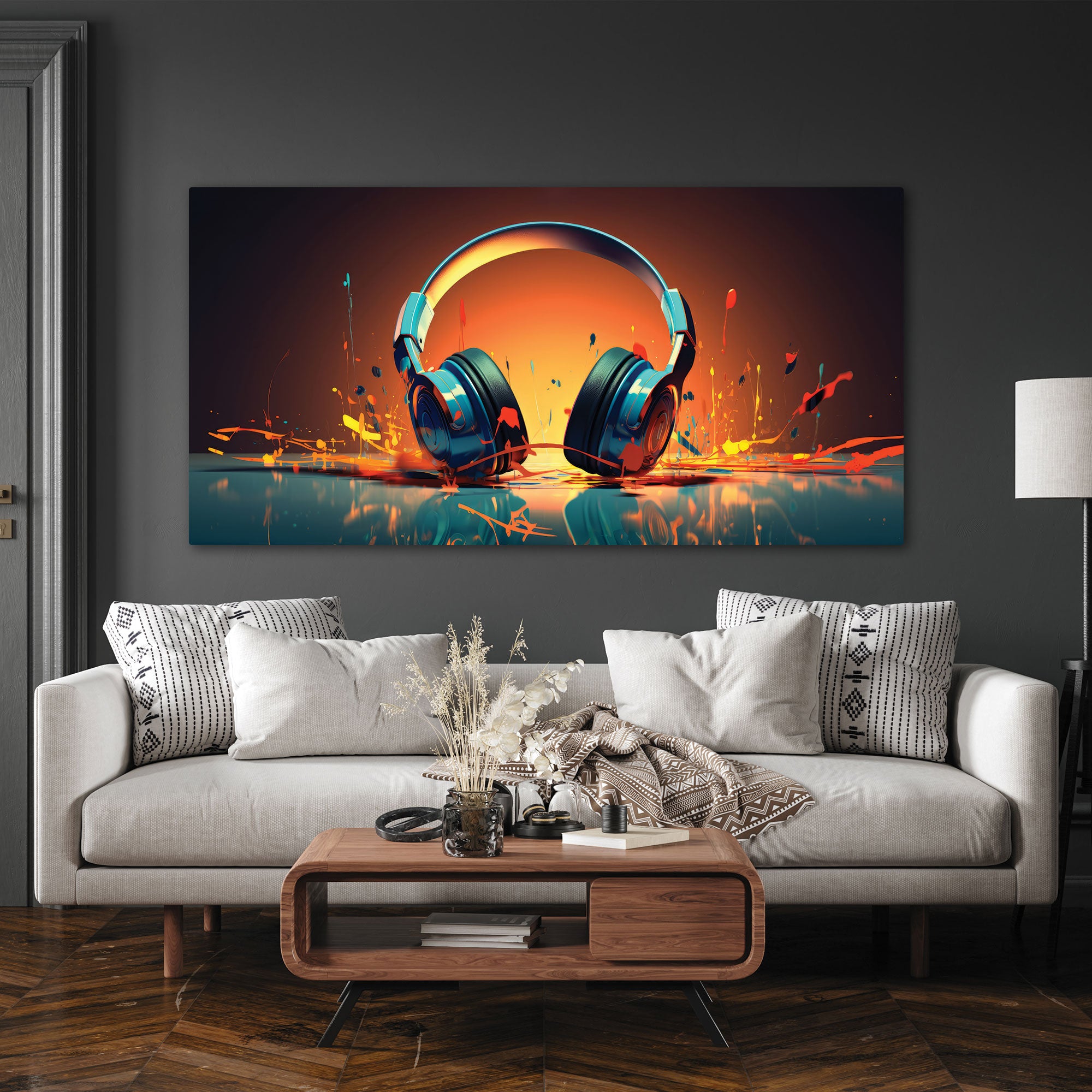 HeadphoneAbstract Canvas painting with frame Big Size Wall Art for living room,Bedroom,Drawing room,Hotels